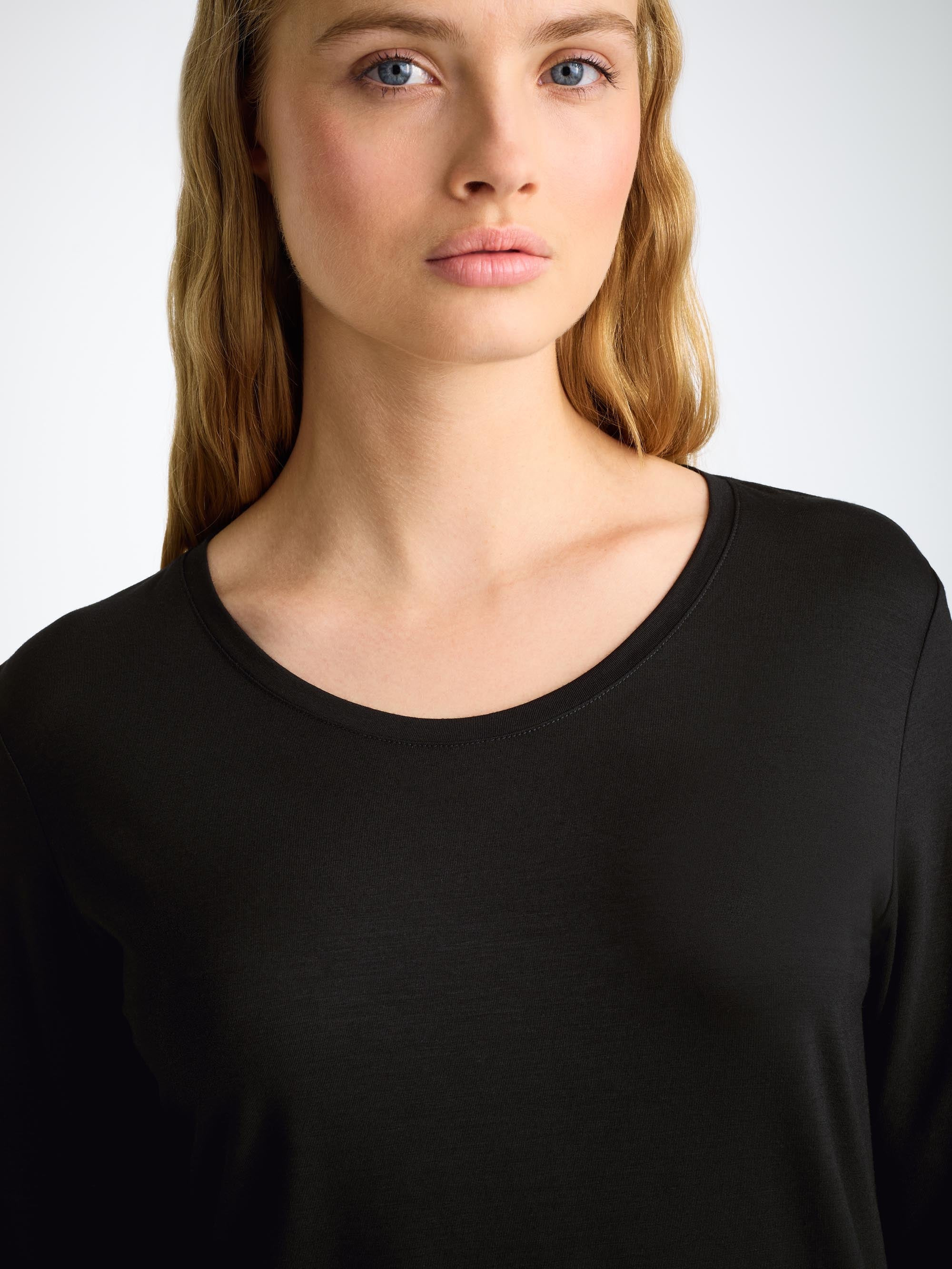 Women's Long Sleeve T-Shirt Lara Micro Modal Stretch Black - 5