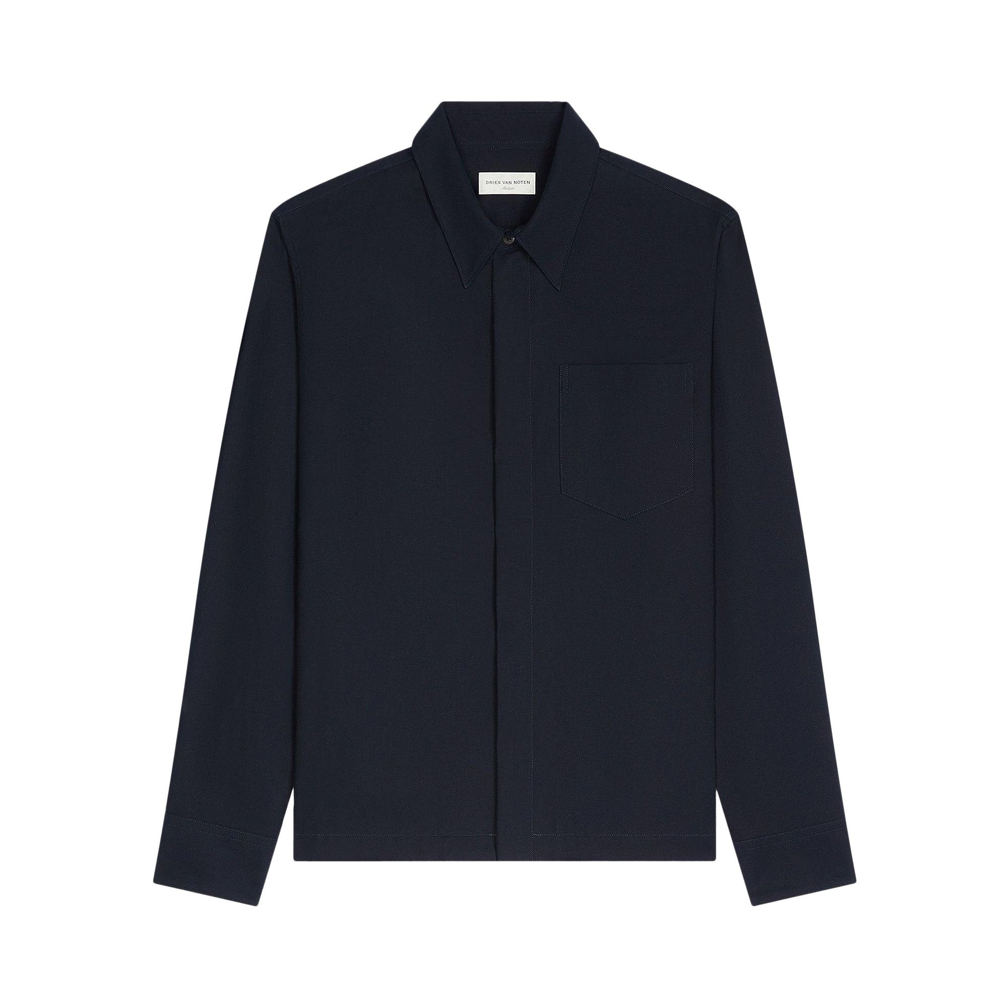 Dries Van Noten Zip Up Shirt 'Navy' - 1