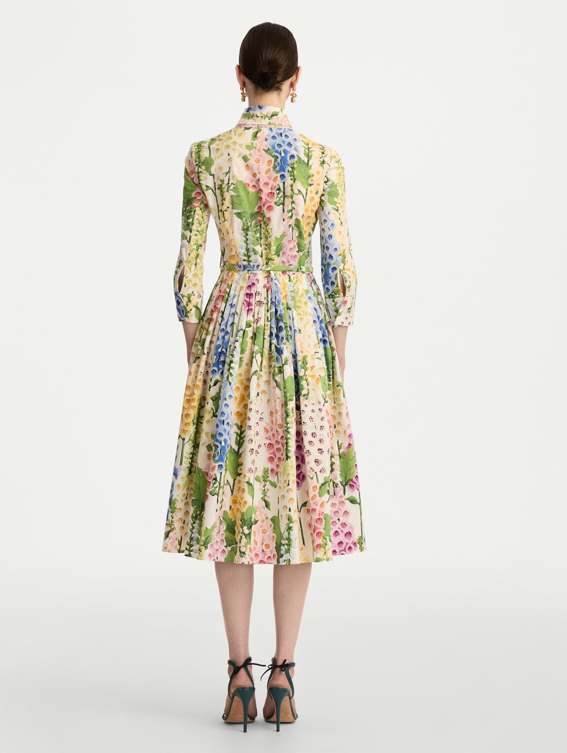 FOXGLOVE COTTON POPLIN TIE-NECK DRESS - 3