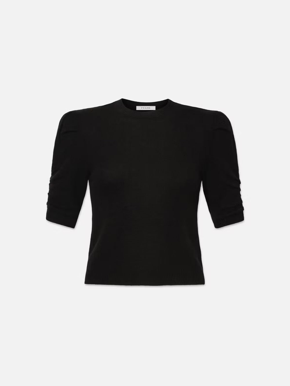 Ruched Sleeve Cashmere Sweater in Noir - 1