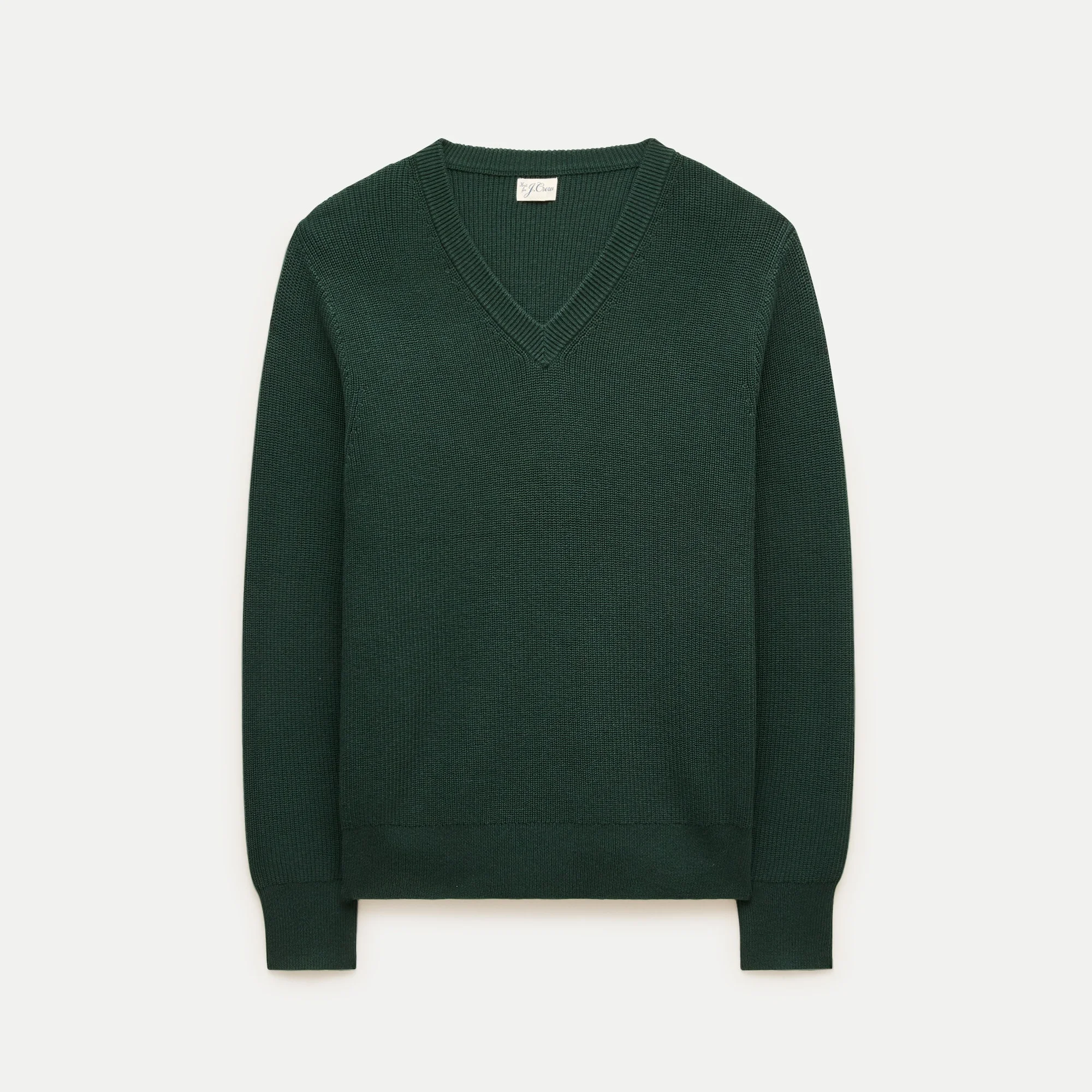 V-neck sweater in ribbed cotton blend - 1