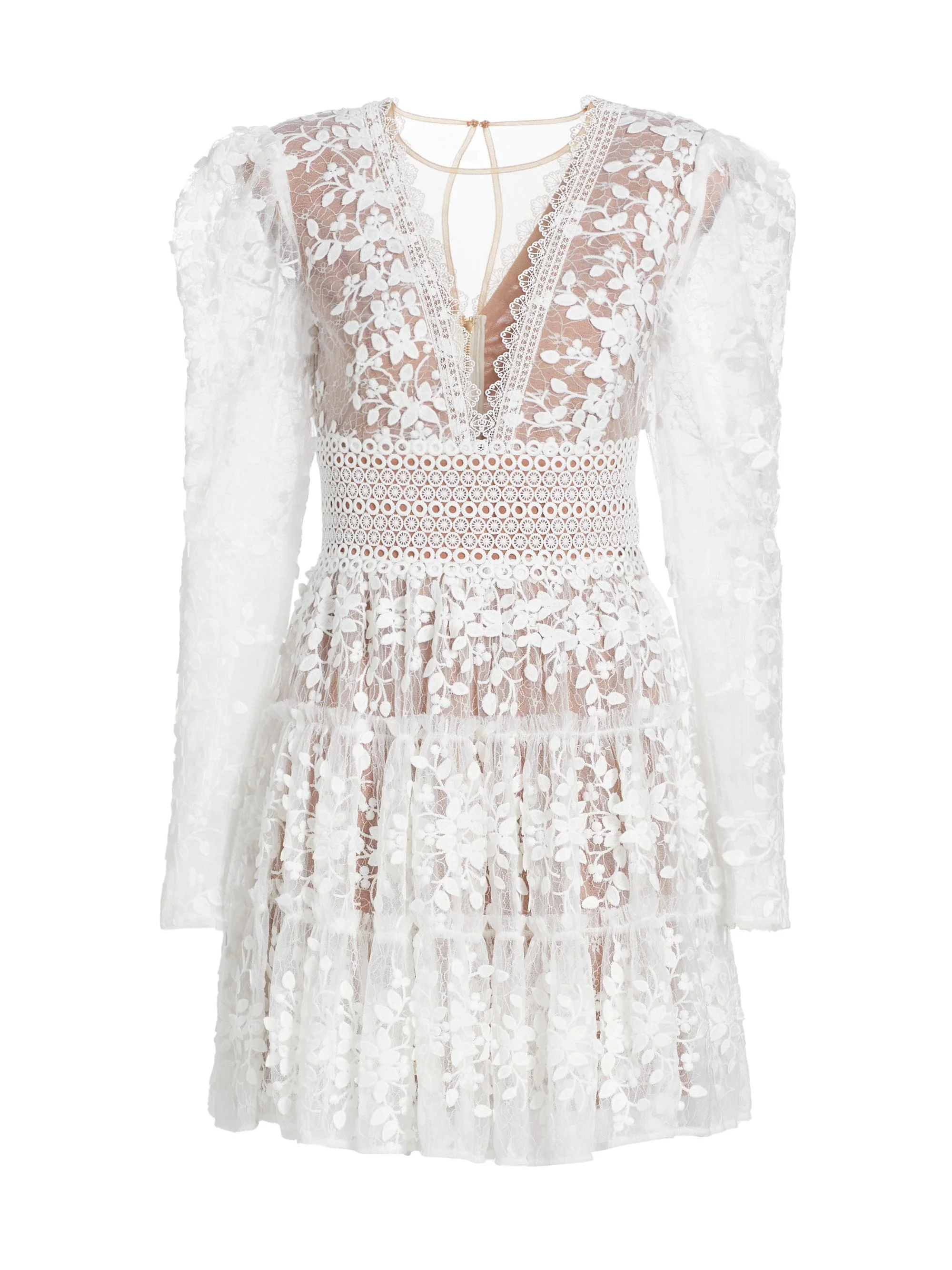 Women's Megan Long-Sleeve Minidress - White - 1