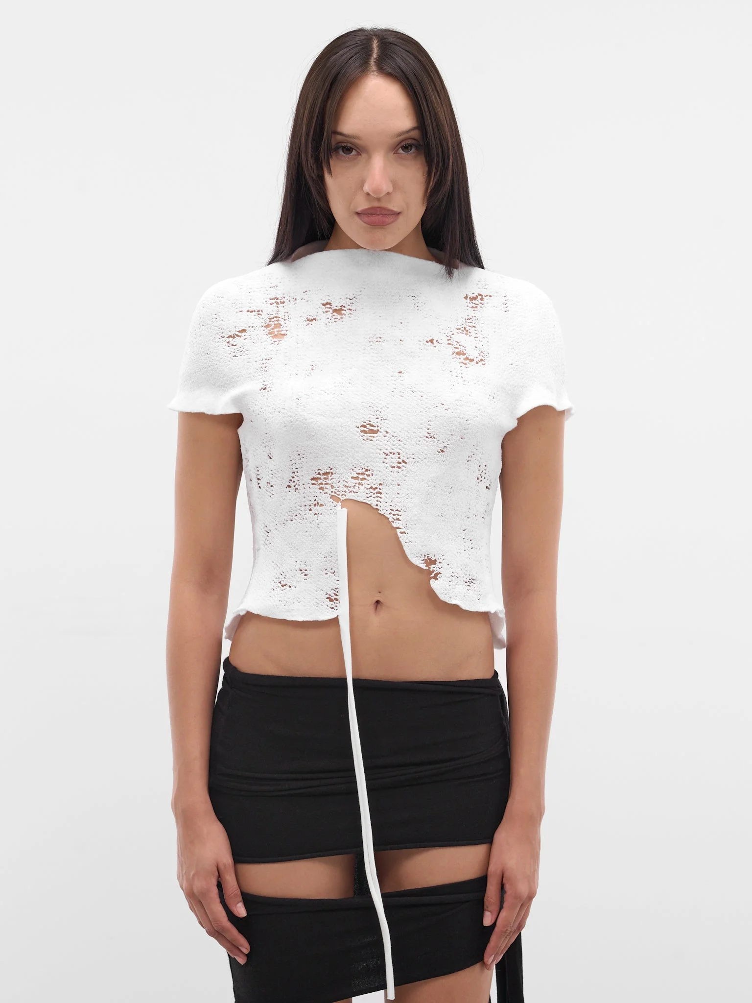 White Sculptural Knit Top - 1