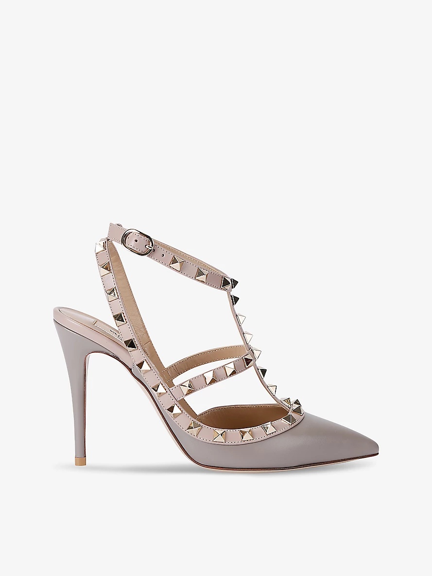 Rockstud 100 T-bar leather heeled courts - 1