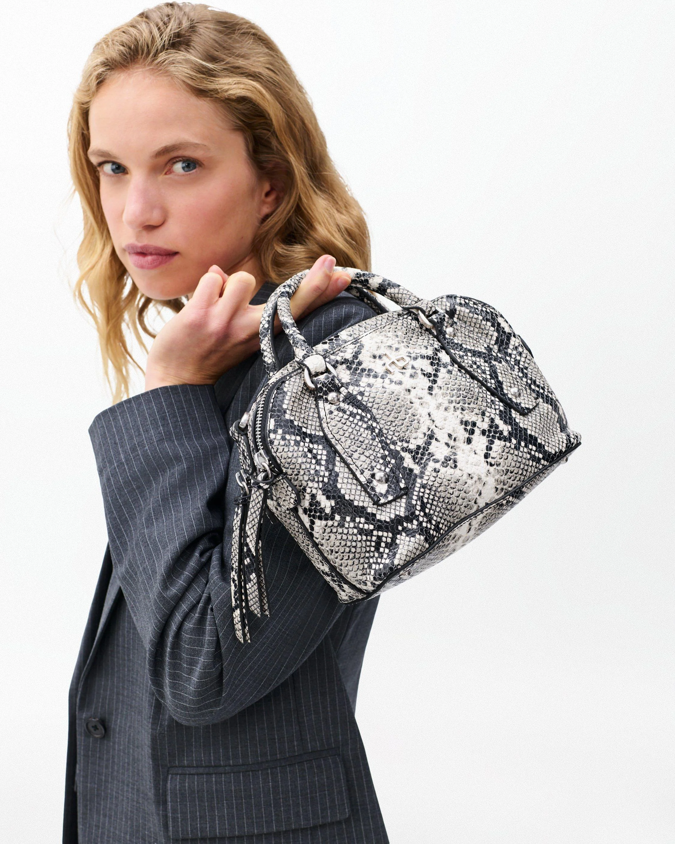 Gramercy Small Snakeskin Leather Satchel - 1