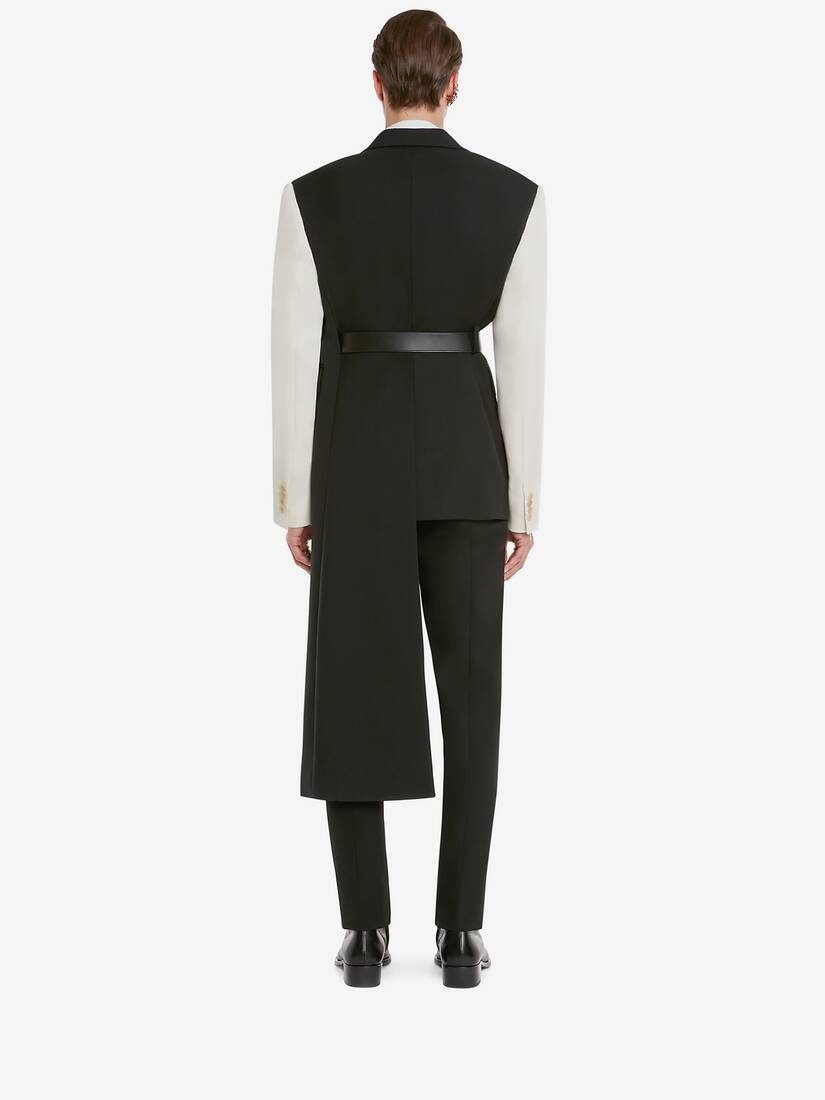 Men's Asymmetric Tailored Jacket in Black - 4