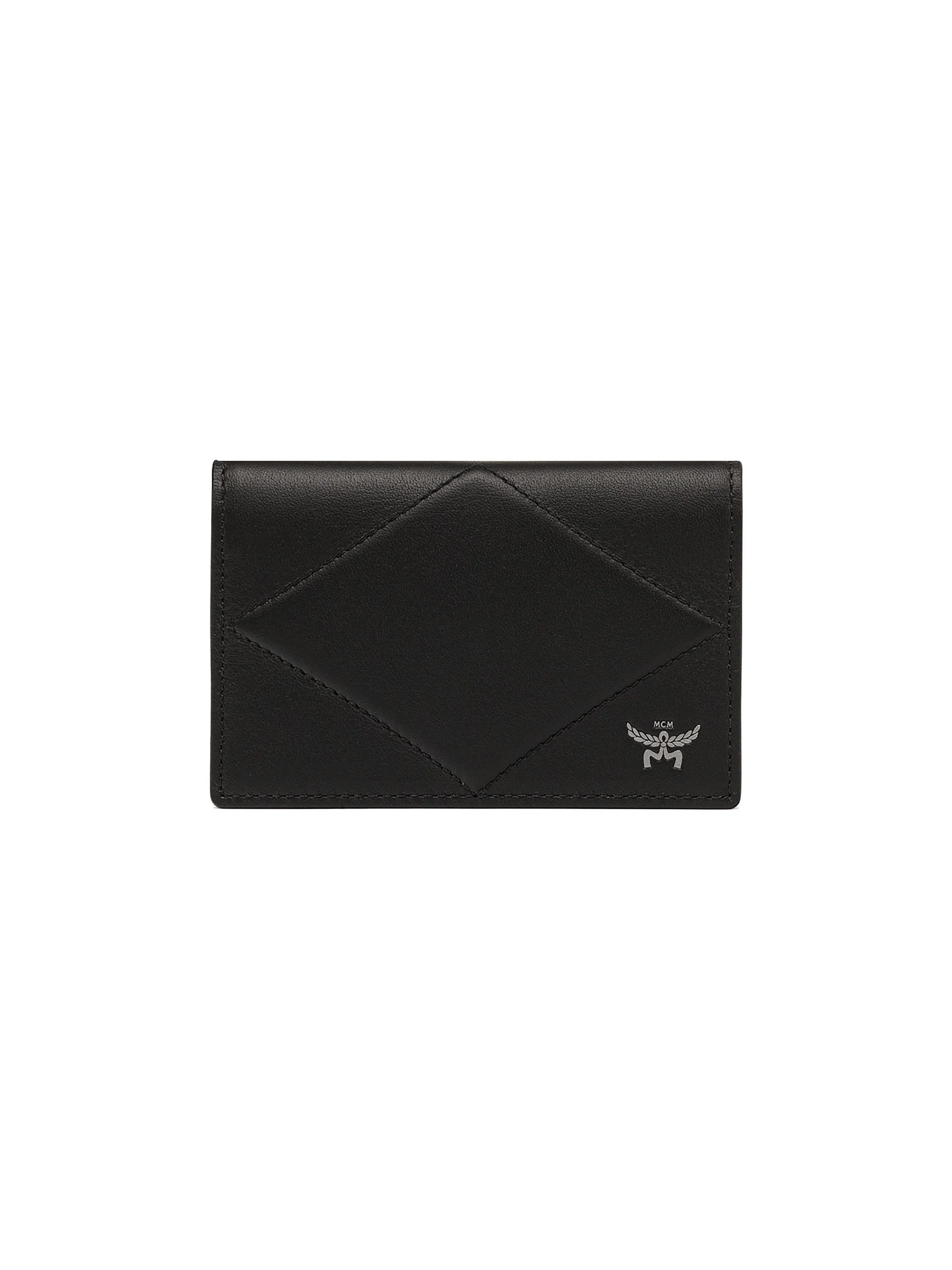 Men's Diamond Leather Card Holder - Black - 1