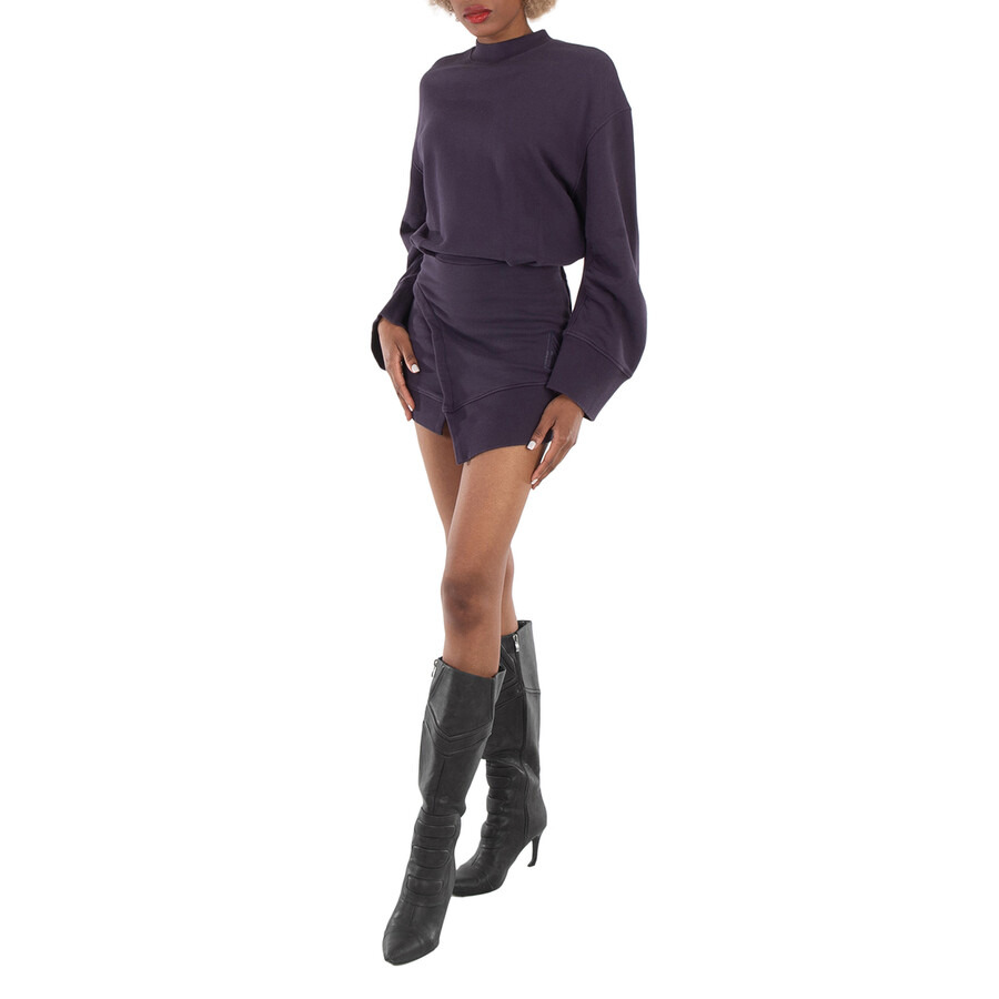 The Attico Ivory Mini Sweater Dress In Dark Violet Fade - 2