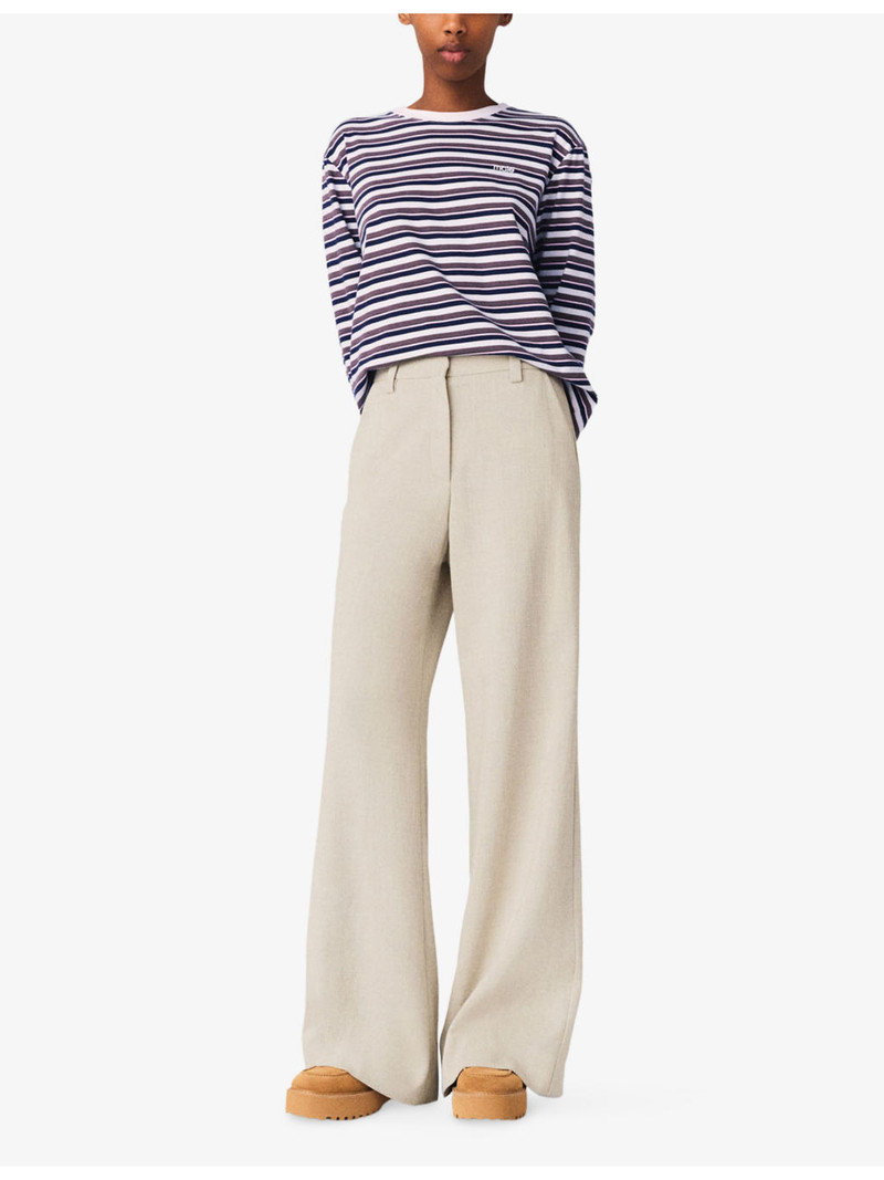 maje Wide-Leg High-Rise Stretch-Woven Trousers outlook