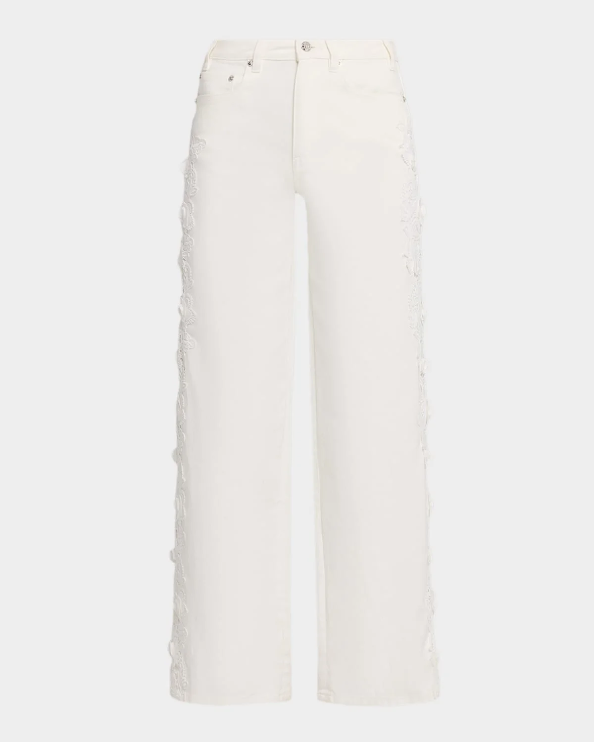 Esme Lace Appliqué Straight-Leg Jeans - 1