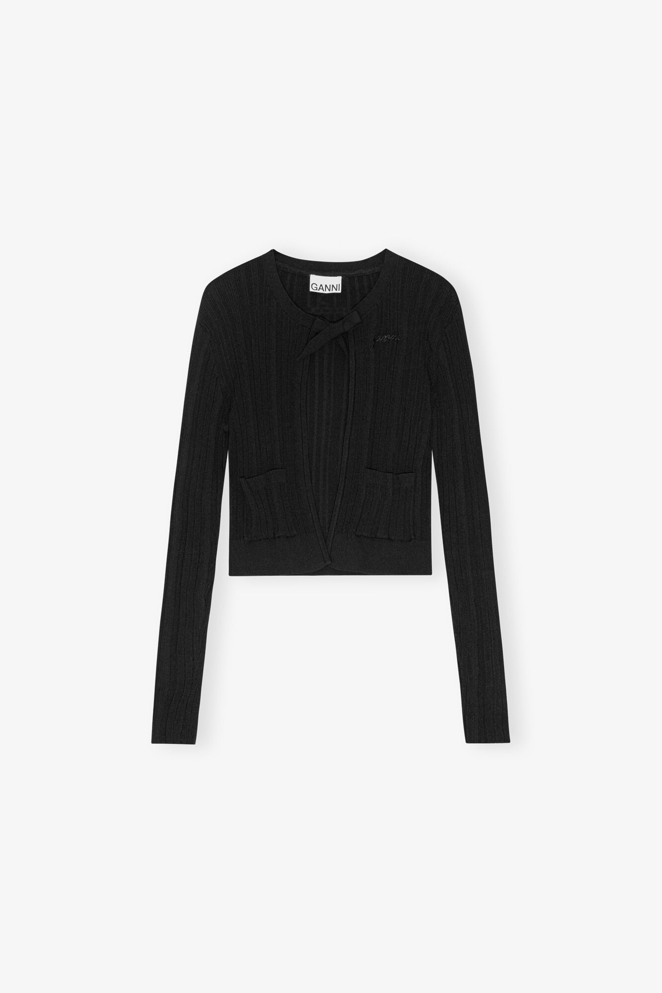 BLACK LIGHT LIGHT VISCOSE RIB CARDIGAN - 1