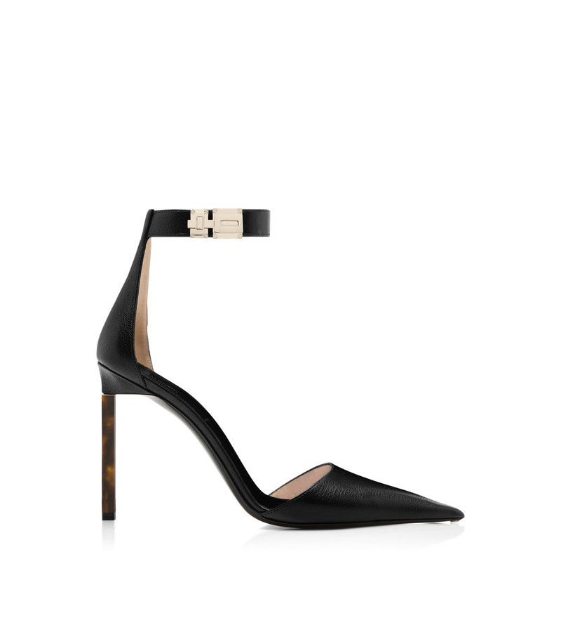 SUPPLE GRAIN LEATHER T LATCH ANKLE STRAP PUMP 5