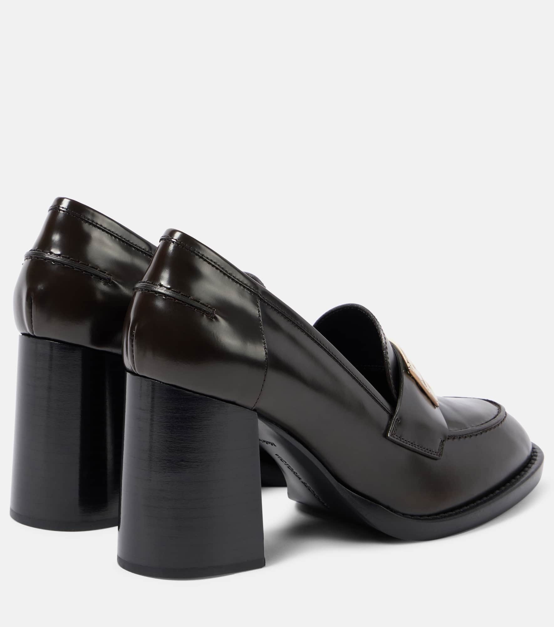 B Buckle leather loafer pumps - 2