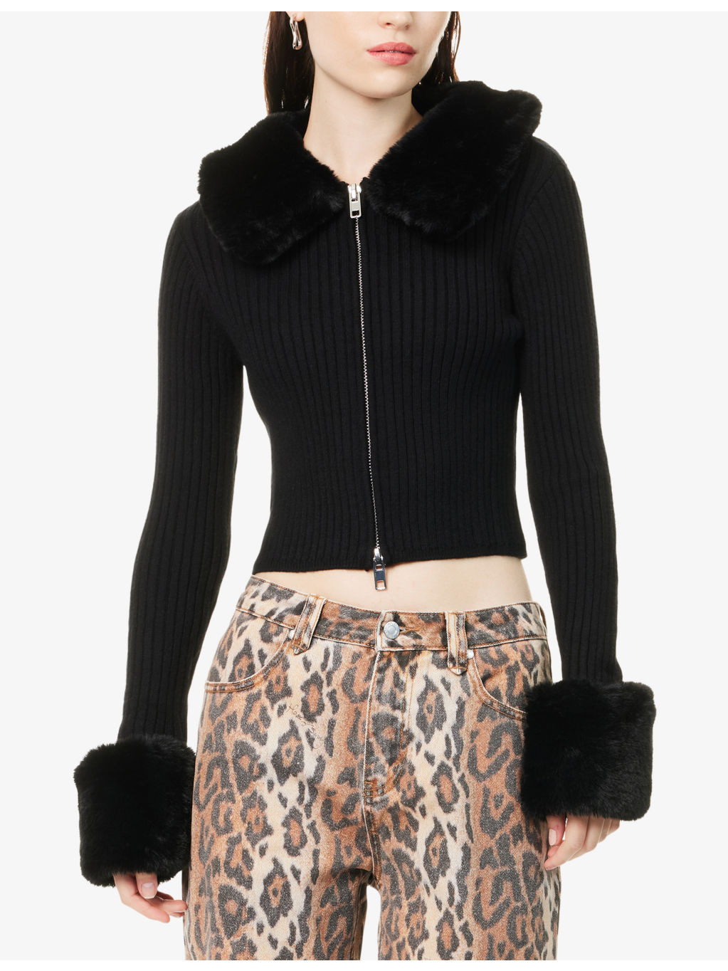 Peggy Faux-Fur Knitted Cardigan - 3