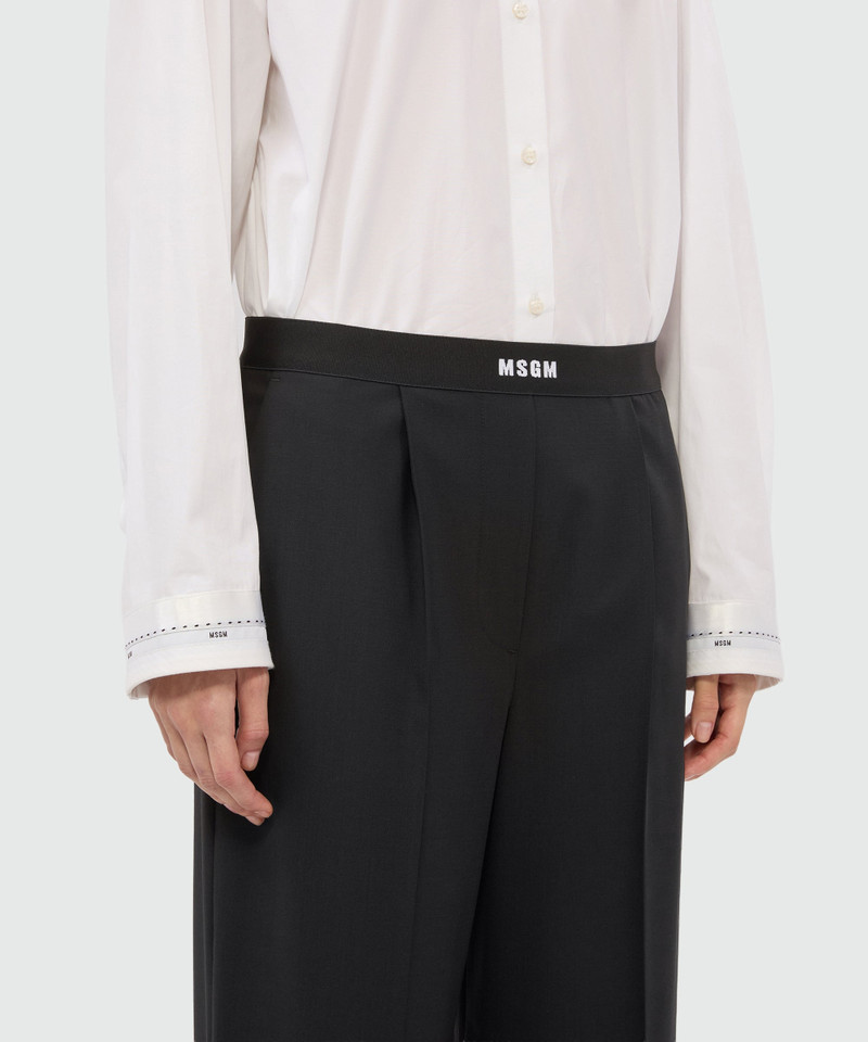 Black palazzo trousers in cool wool with elastic band and MSGM logo 5
