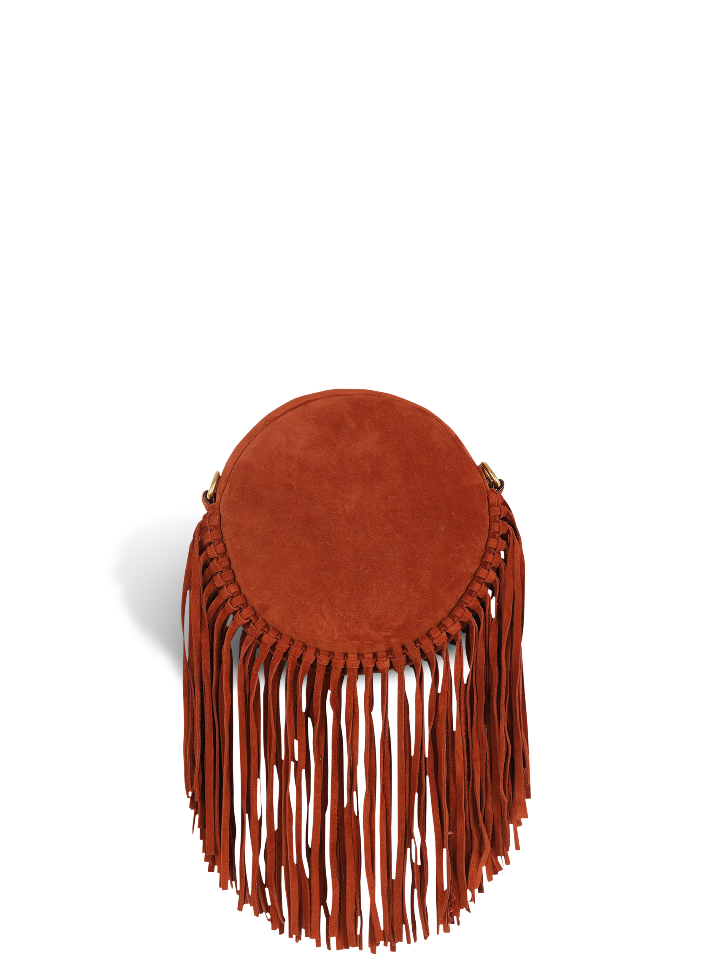 Balmain x Netflix -Fringed suede round Disco bag - 4