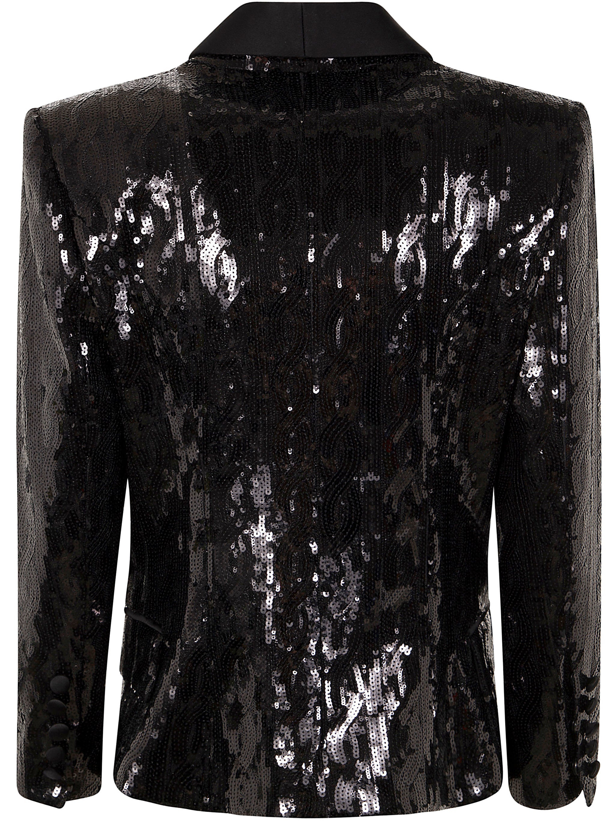 Balmain Women V-Neck Glitter Satin Tailored Jkt - 2