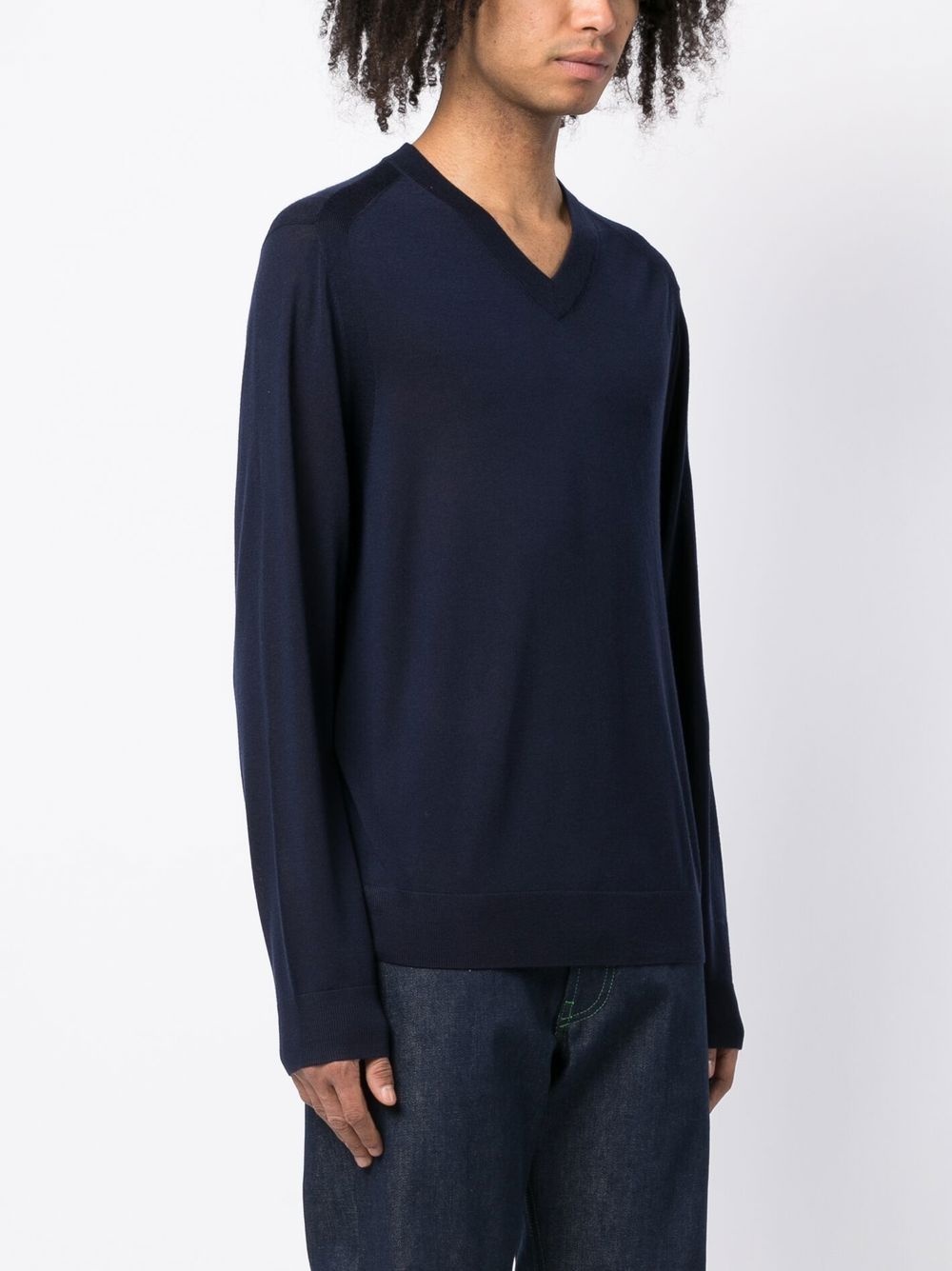 knitted V-neck jumper - 3