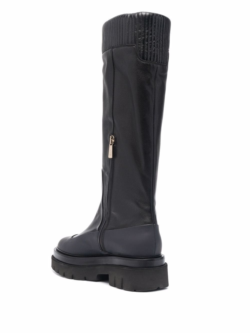 ribbed leather knee-high boots - 3
