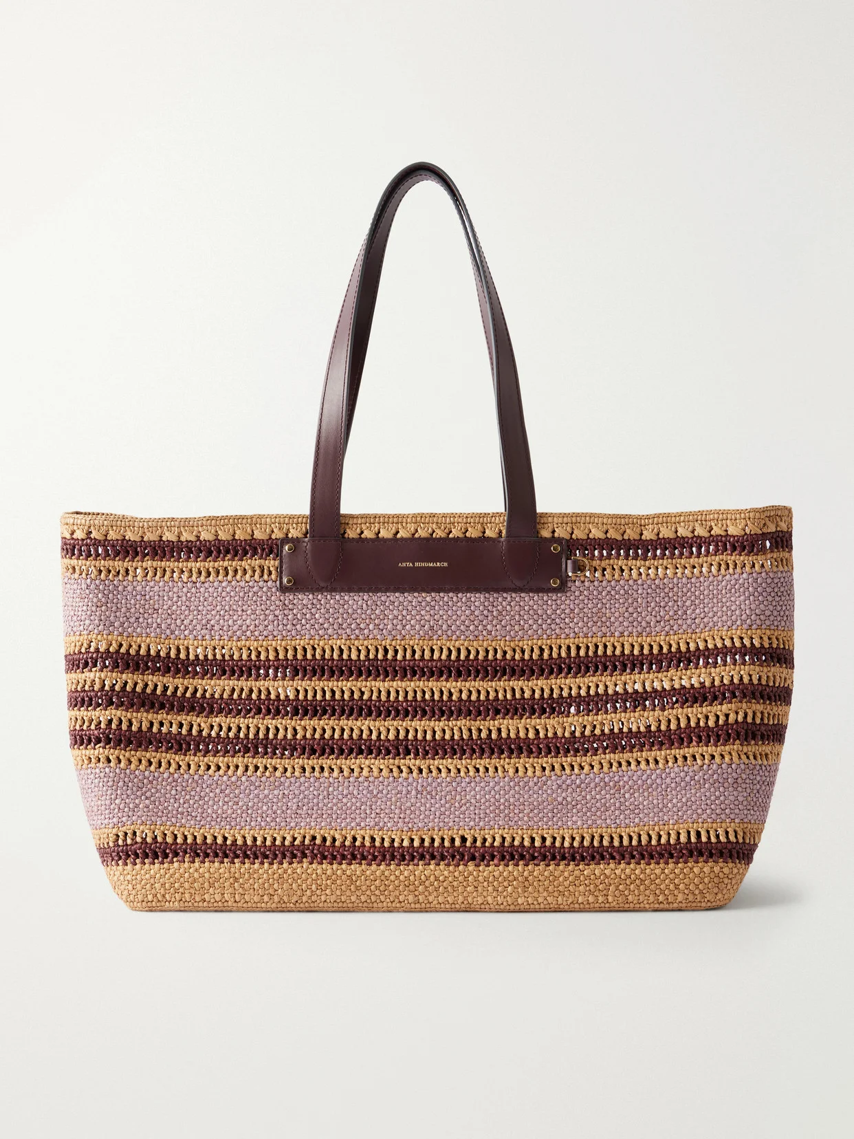 Striped Raffia Tote - 1