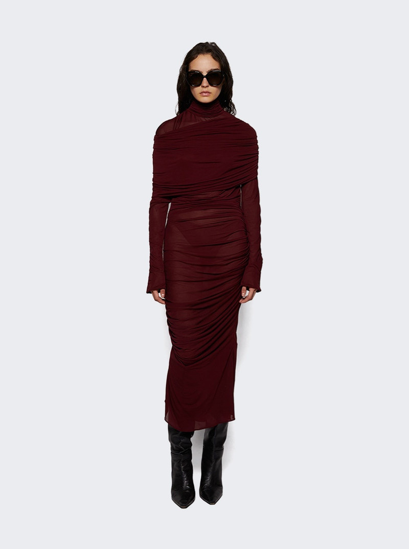 MUGLER Semi-sheer Mesh Midi Dress Blood Red outlook