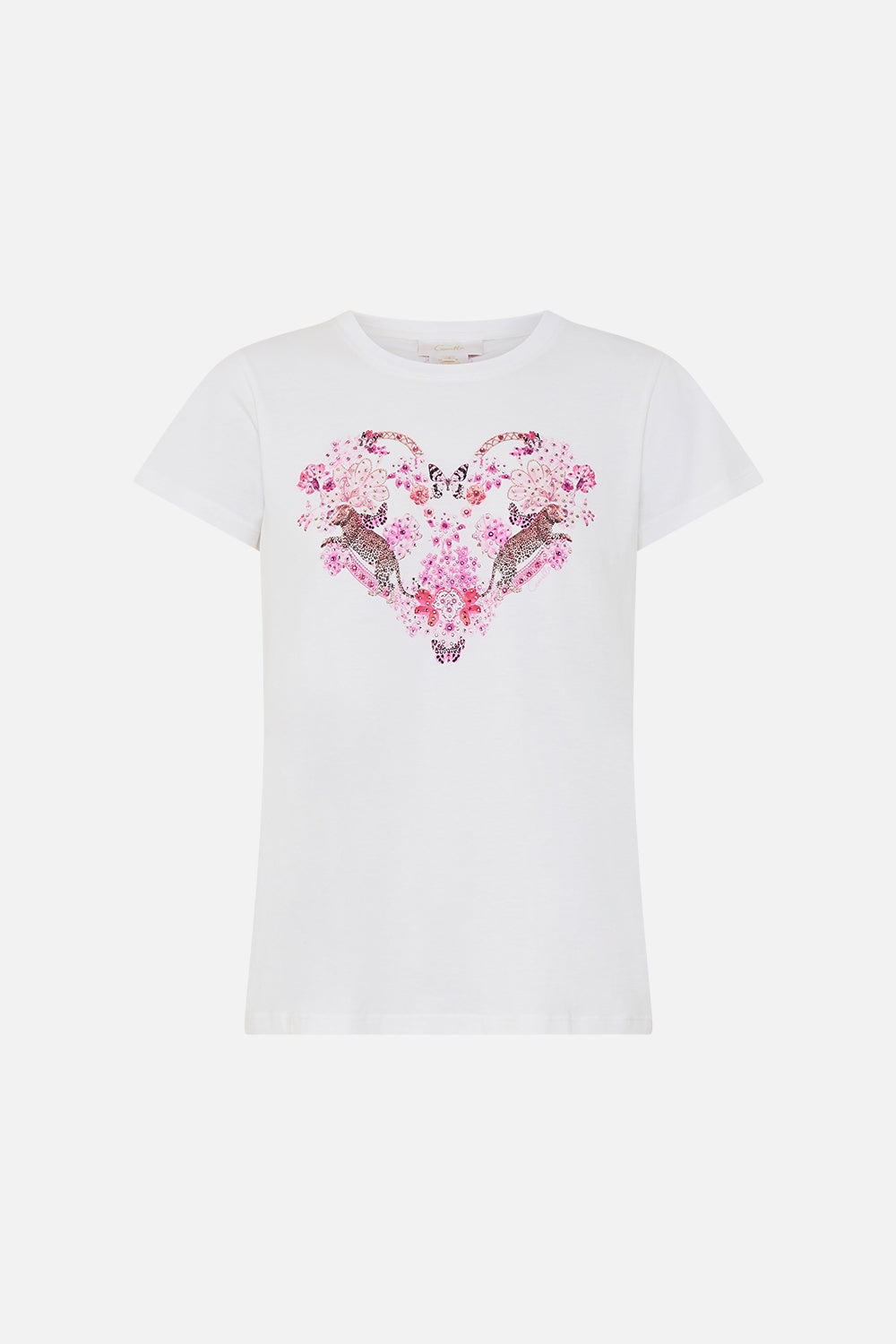 SLIM FIT ROUND NECK T-SHIRT - WHITE/ PINK - 1