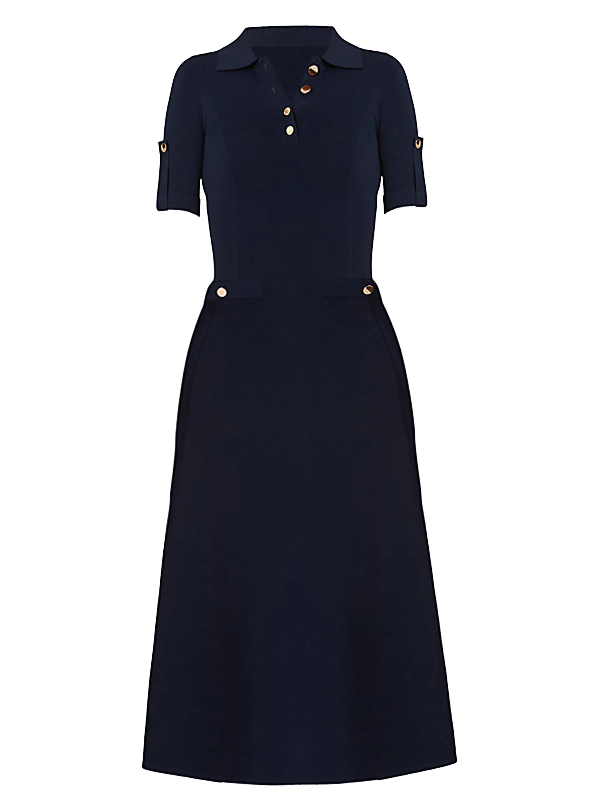 Women's Saylor Compact Knit Midi-Dress - Navy - 1