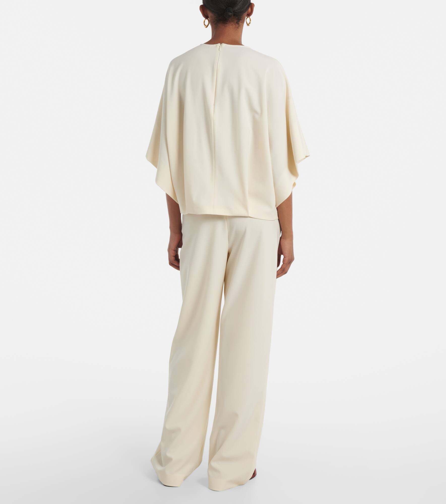 Tenley draped wool-blend crêpe top - 3