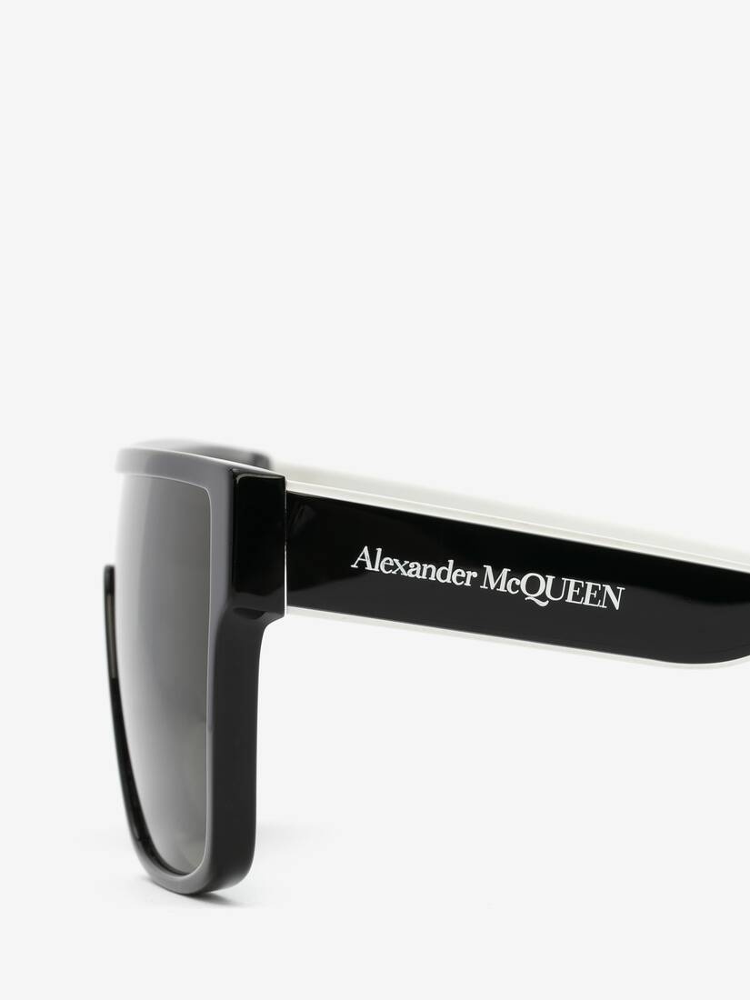 Men's Selvedge Oversized Mask Sunglasses in Black - 4