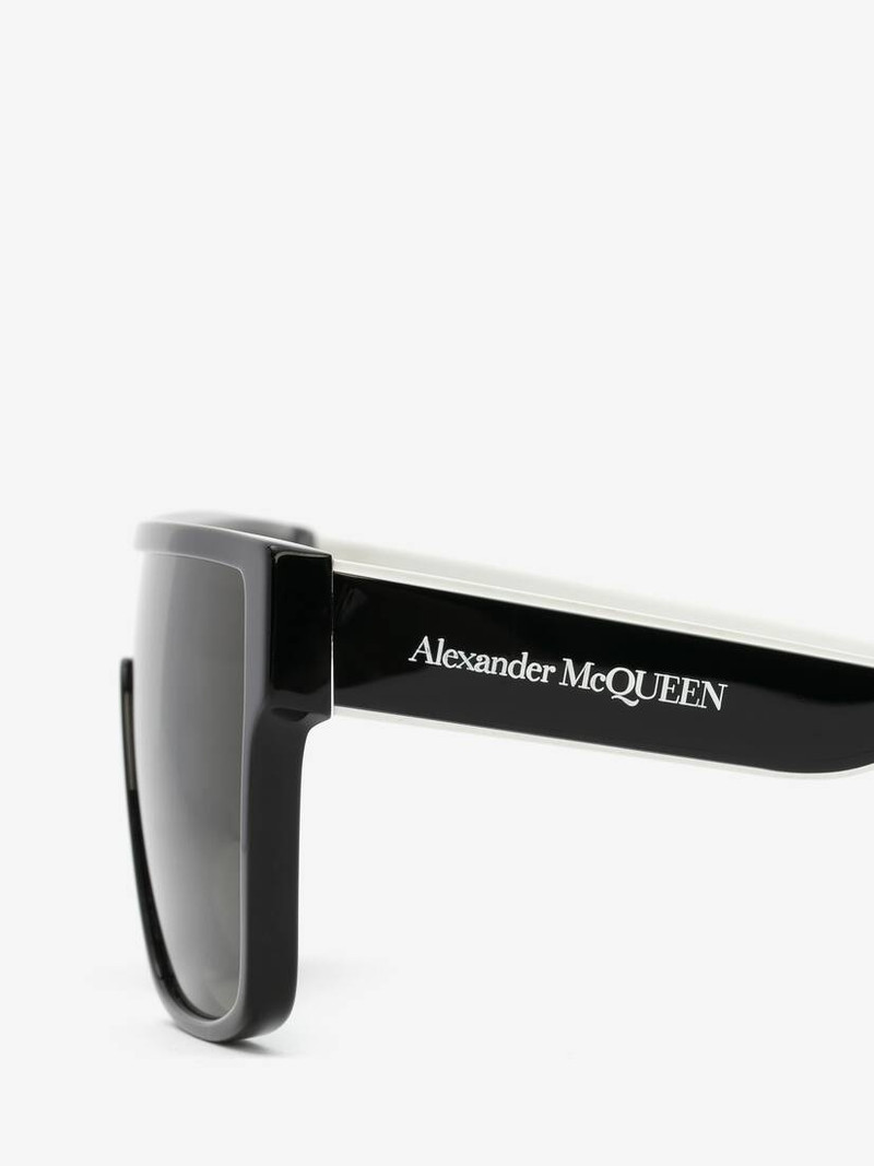 Men's Selvedge Oversized Mask Sunglasses in Black 4