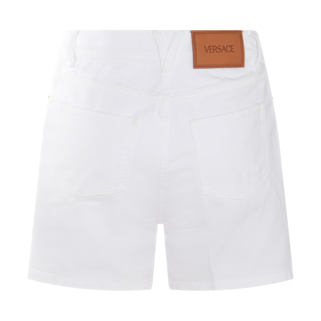 white cotton denim shorts - 2