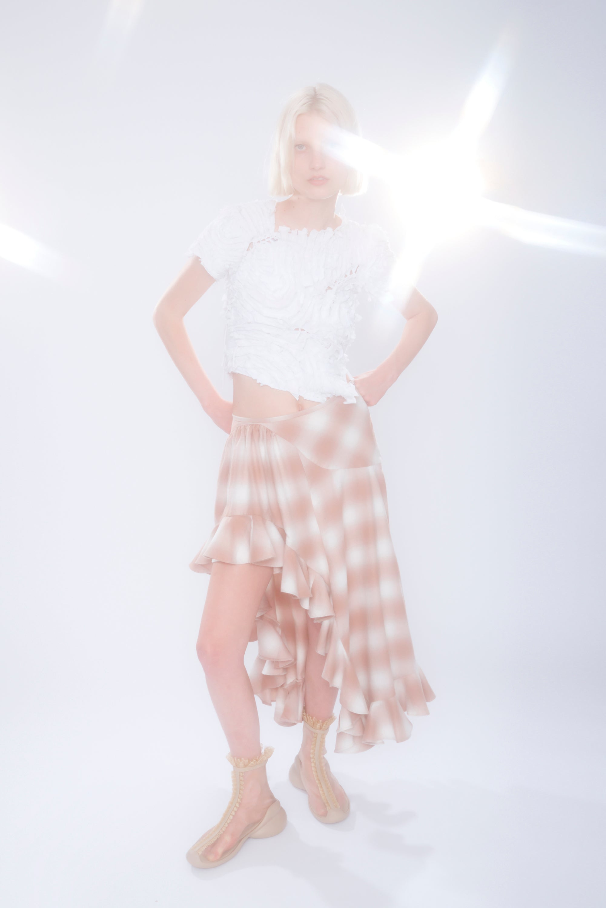 PEACH PLAID FLORIST SKIRT - 6
