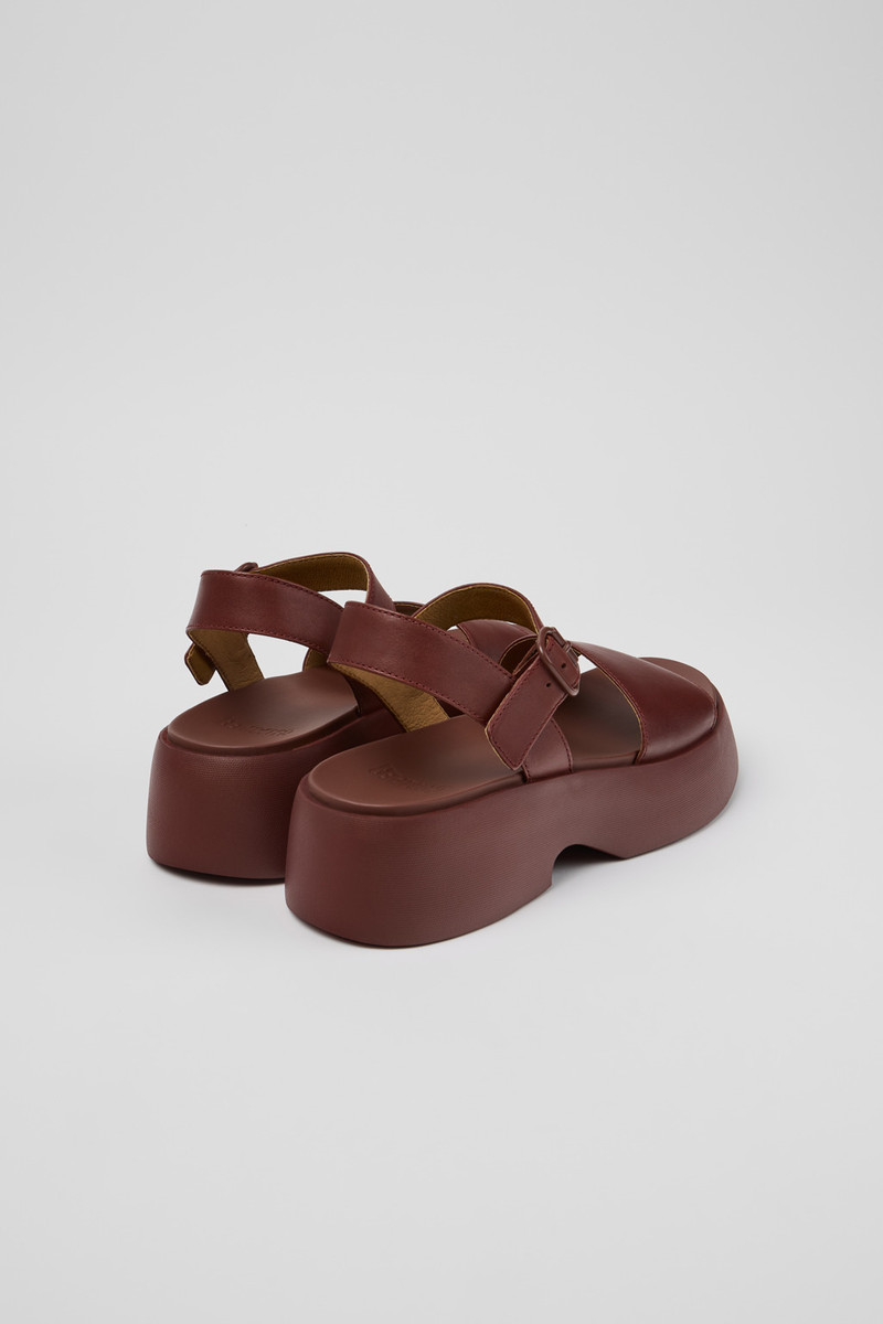 CAMPERLAB Burgundy Leather Sandals for Women. outlook