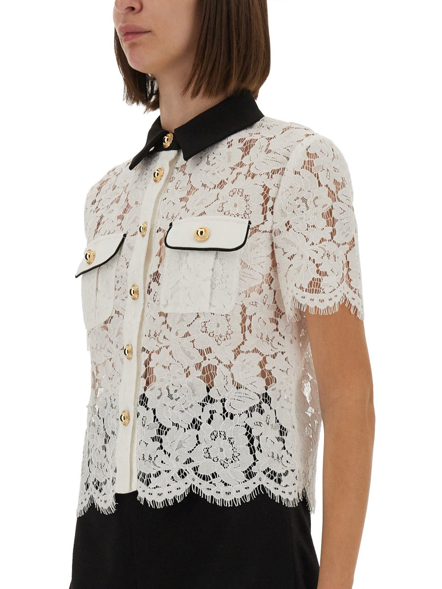 Lace Top With Collar - 4