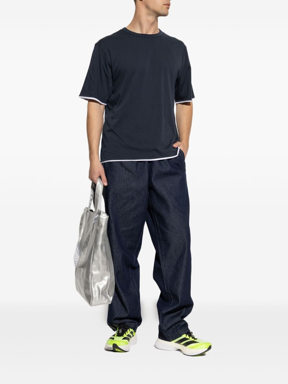 contrasting-trim T-shirt - 2
