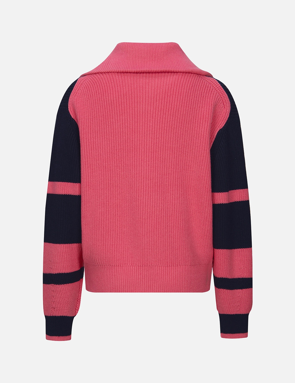 EVISU “EV” HEART BADGE STRIPED CROPPED HALF-ZIP SWEATER