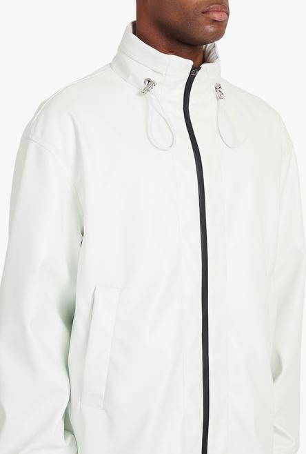 White and black faux leather bomber jacket - 8