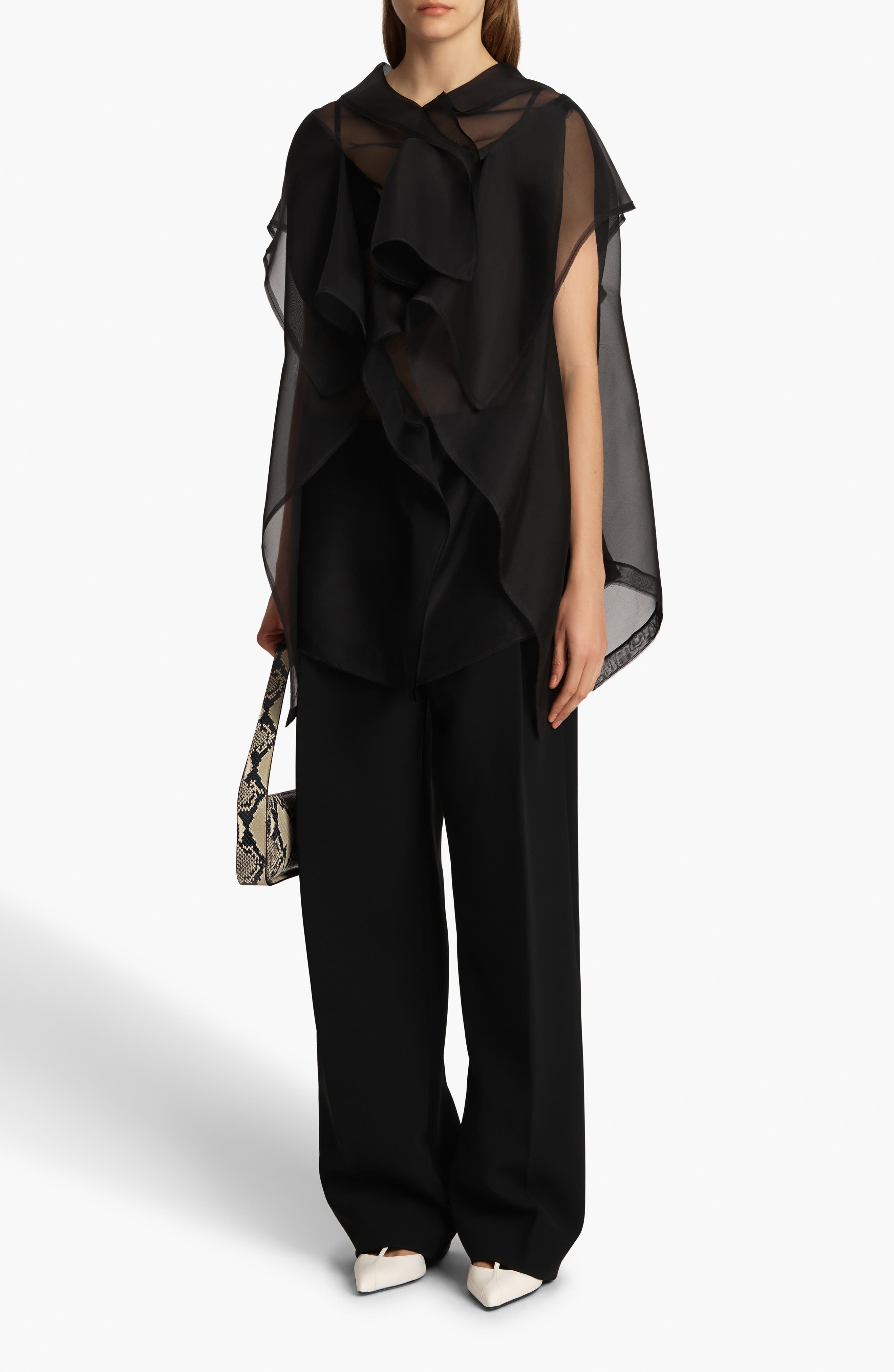 Khaite Santana Silk Organza Top in Black at Nordstrom - 4