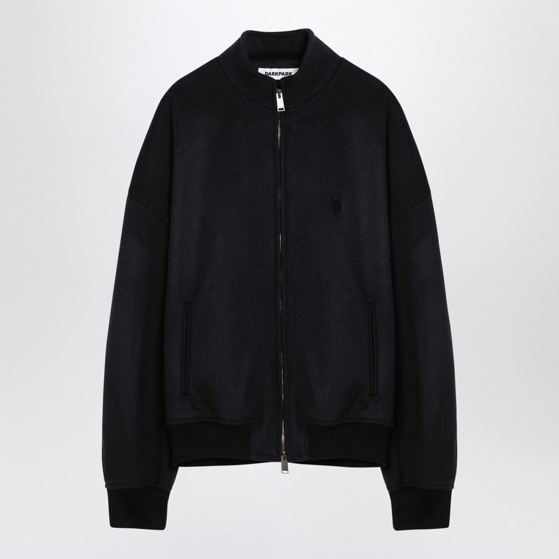 BLACK WOOL BOMBER JACKET - 1