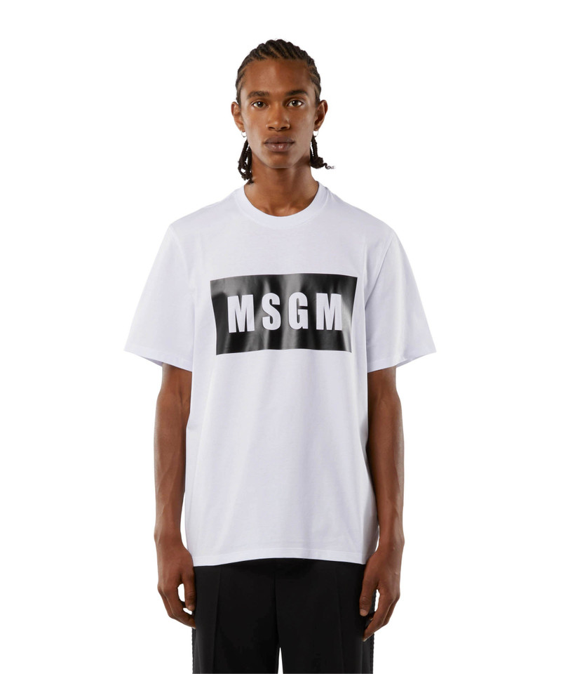 MSGM Cotton T-shirt with box logo outlook