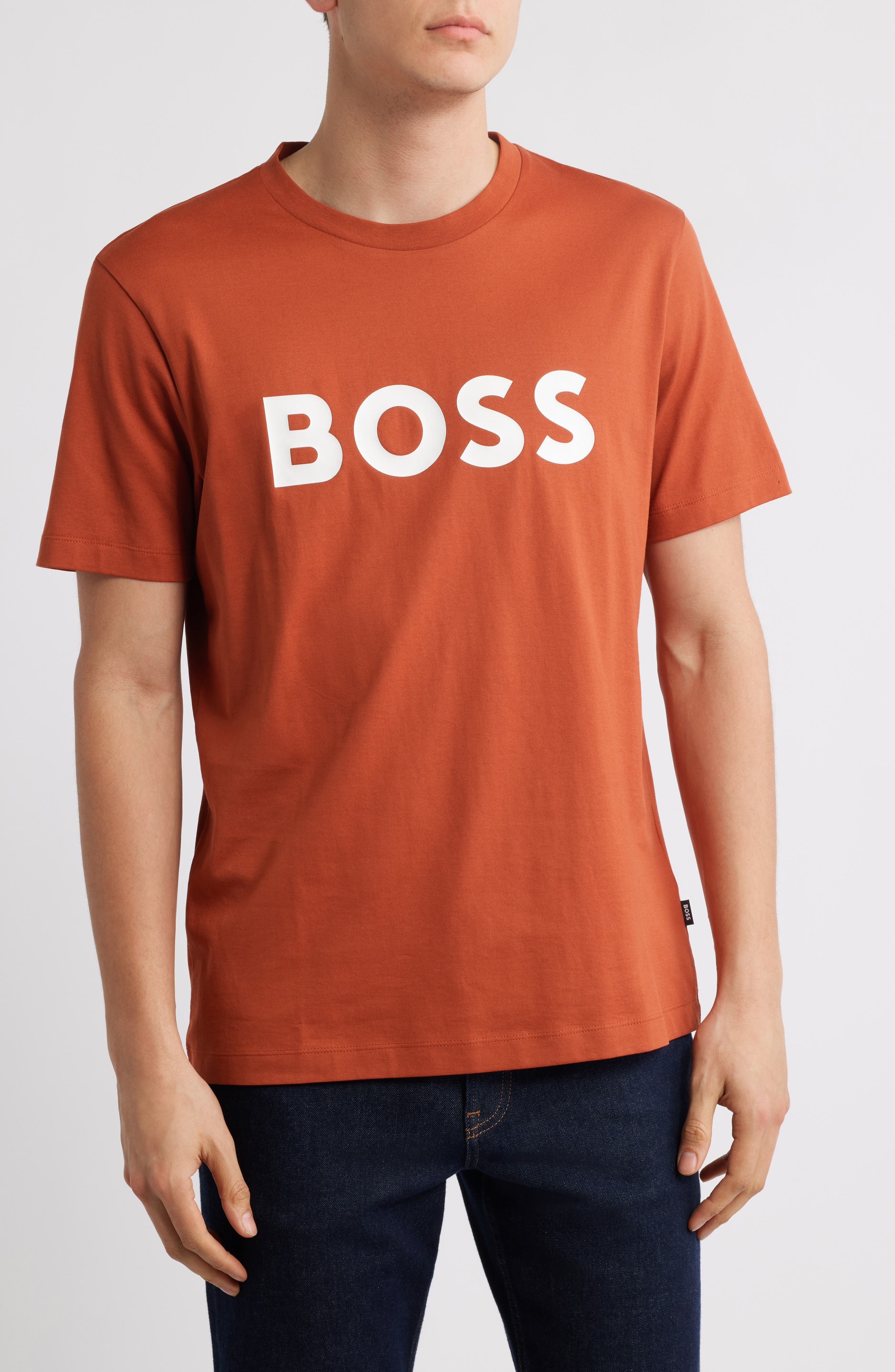BOSS Tiburt 354 Logo Cotton Graphic T-Shirt in Dark Orange at Nordstrom - 1