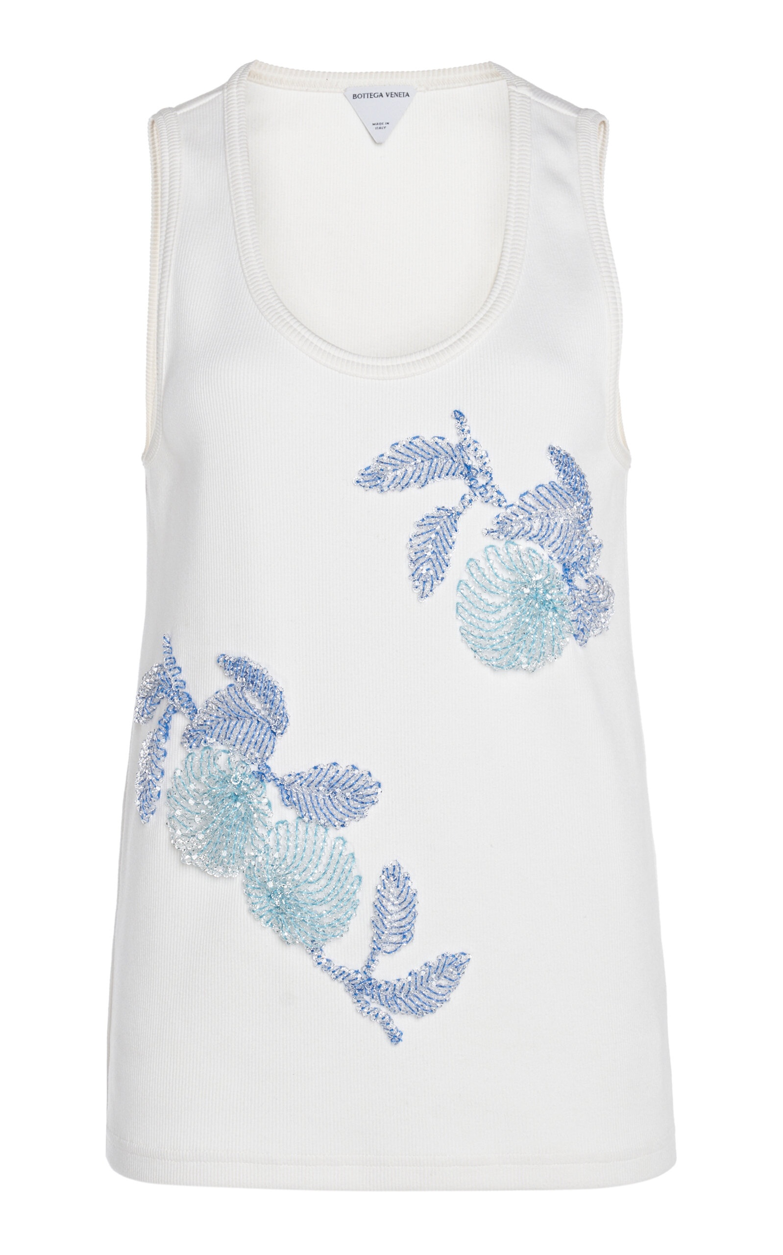 Beaded Cotton Tank Top white - 1