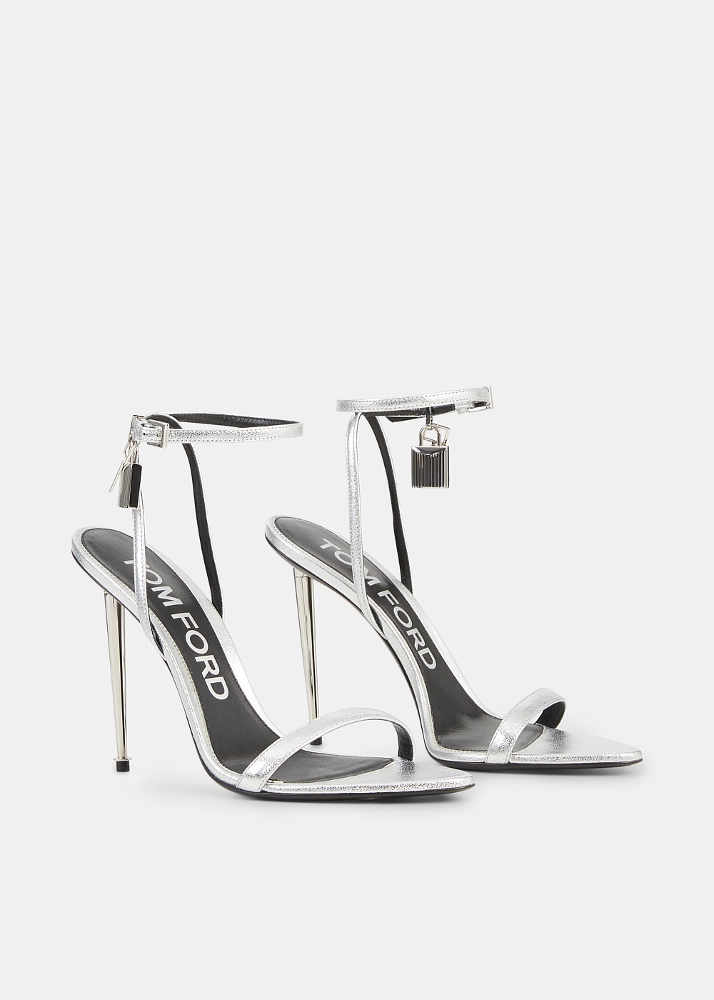 Laminated Nappa Padlock Pointy Naked Sandal - 4