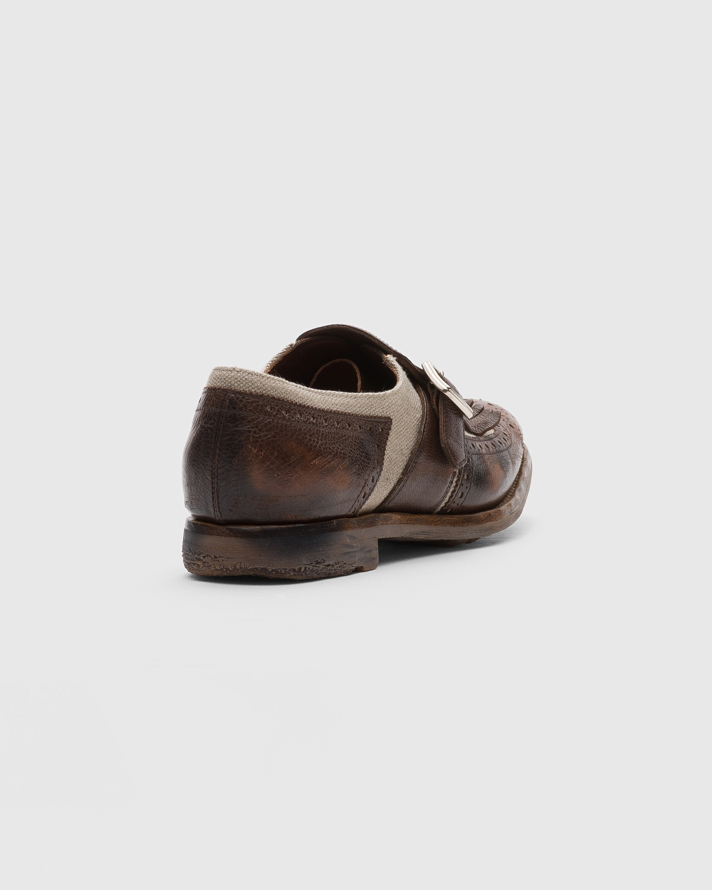Vintage Glacè and Linen Buckle Loafer - 4