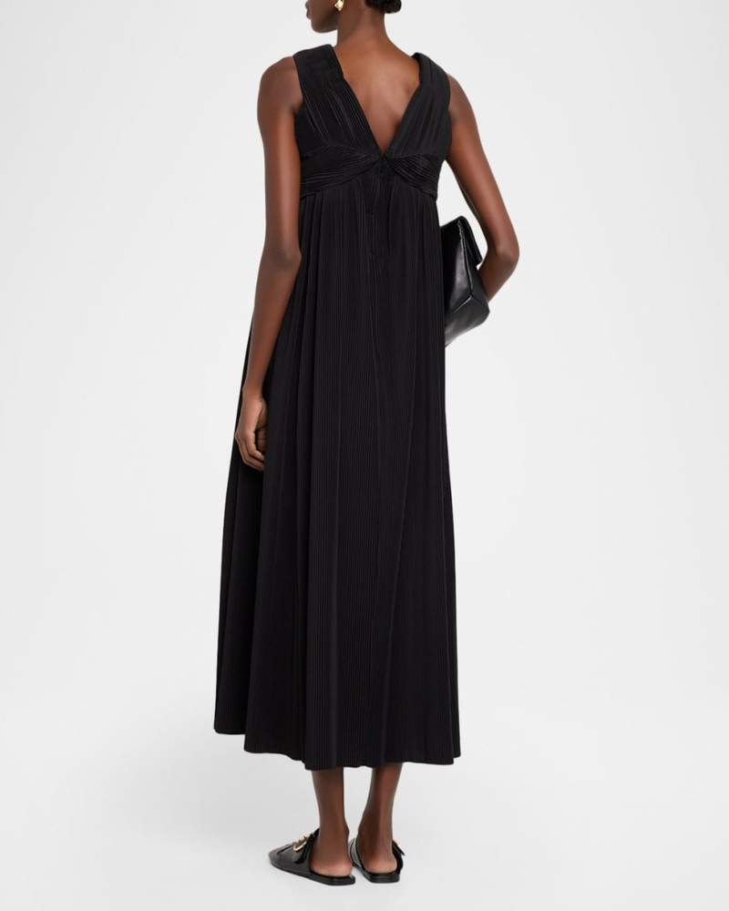 Crinkle Pleated V-Neck Sleeveless Midi Dress 3