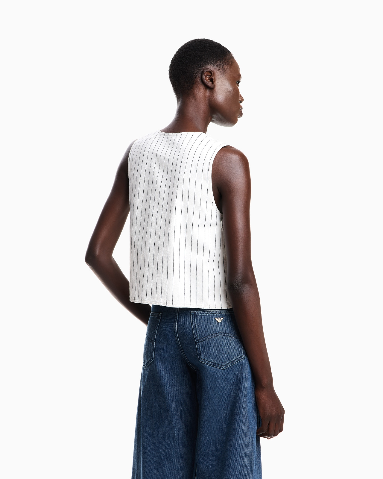 SINGLE-BREASTED WAISTCOAT IN GARMENT-DYED STRIPED BULL - 3