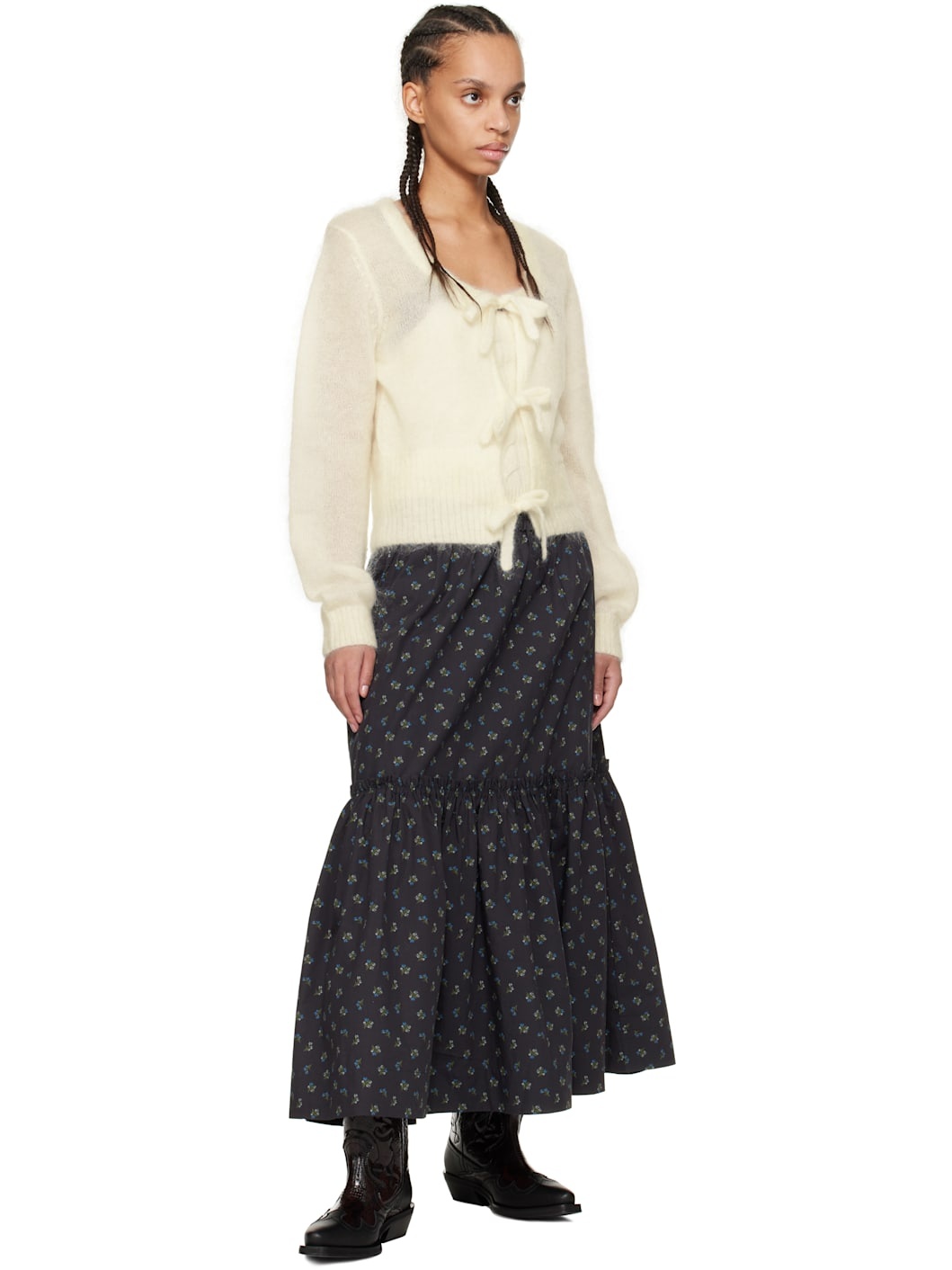 Black Floral Printed Maxi Skirt - 4