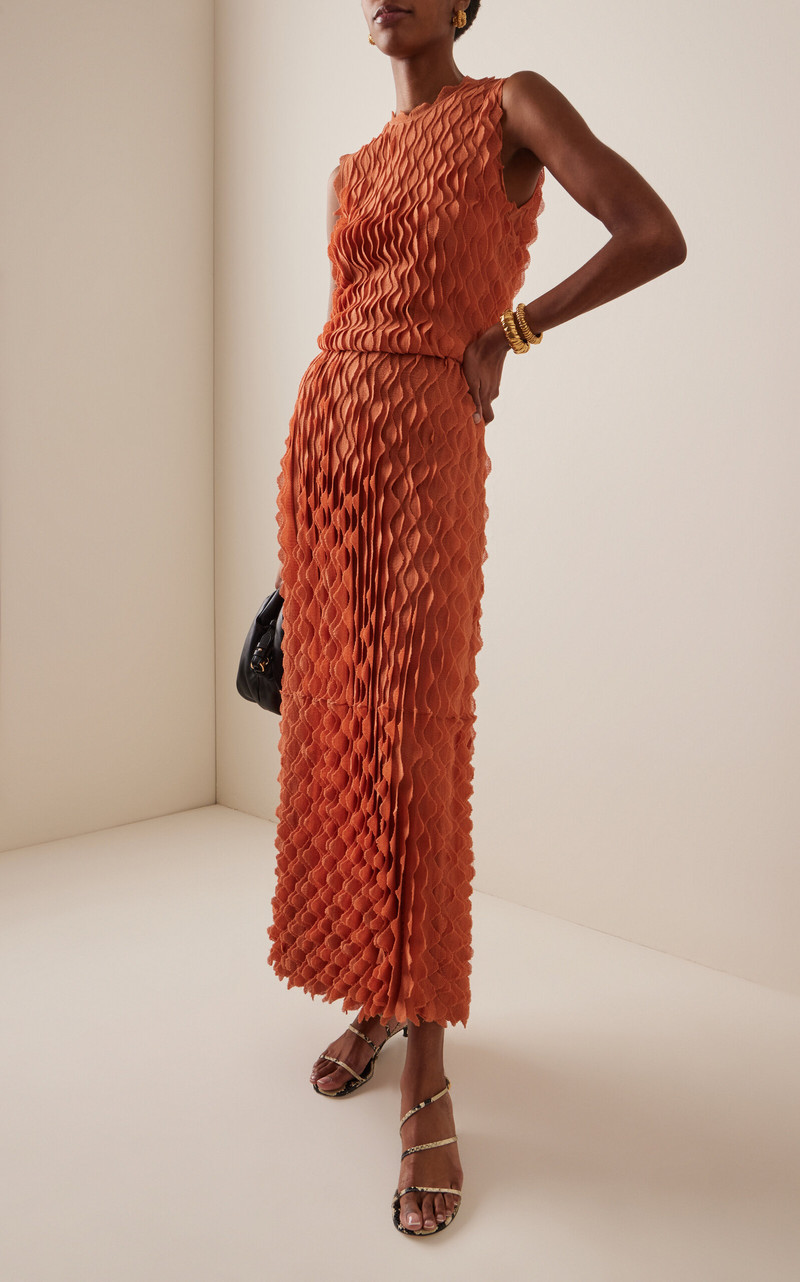 ULLA JOHNSON Kaelyn Textured Cotton-Blend Maxi Dress neutral outlook