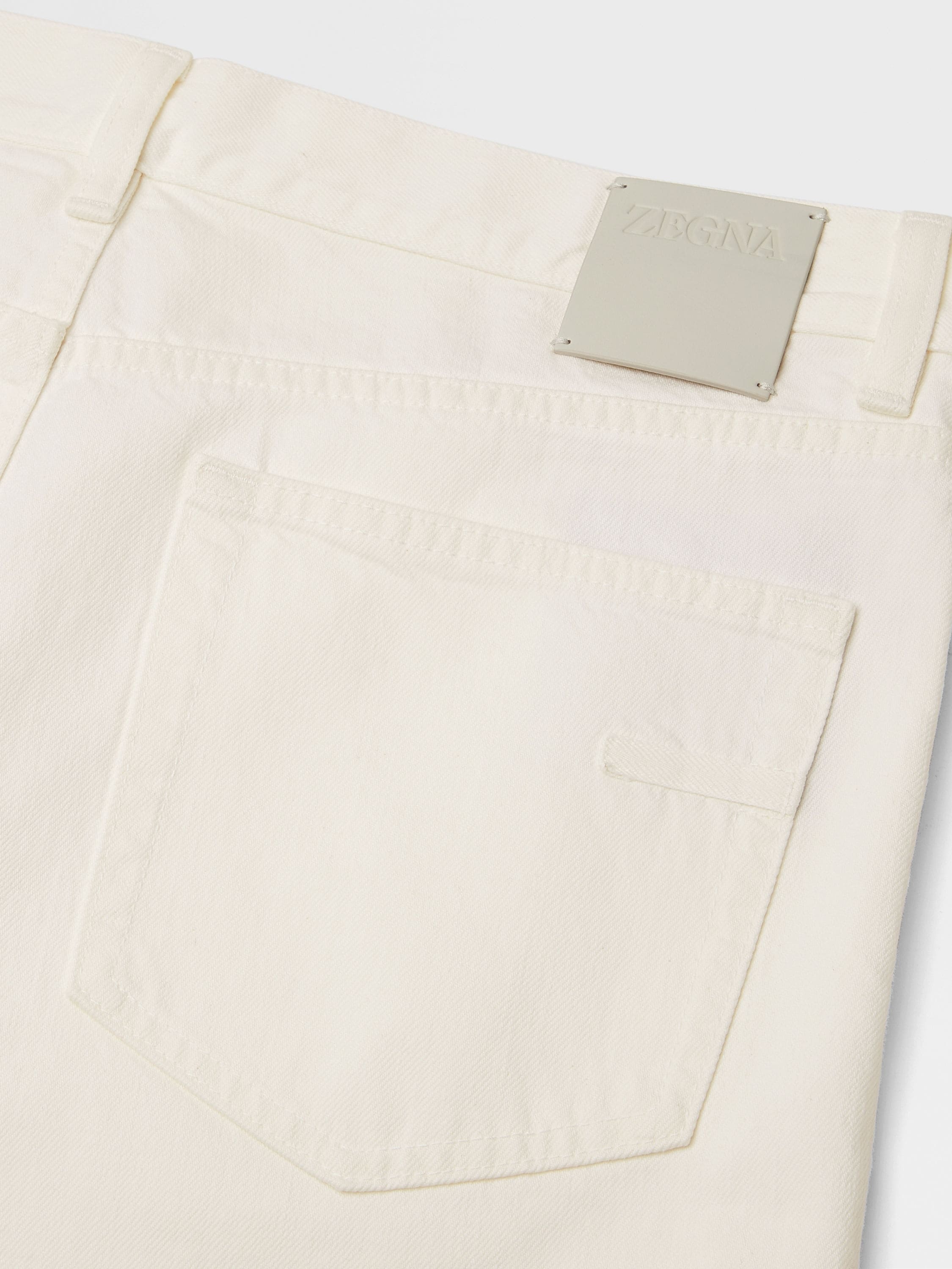 WHITE STONE-WASHED COTTON ROCCIA JEANS - 3