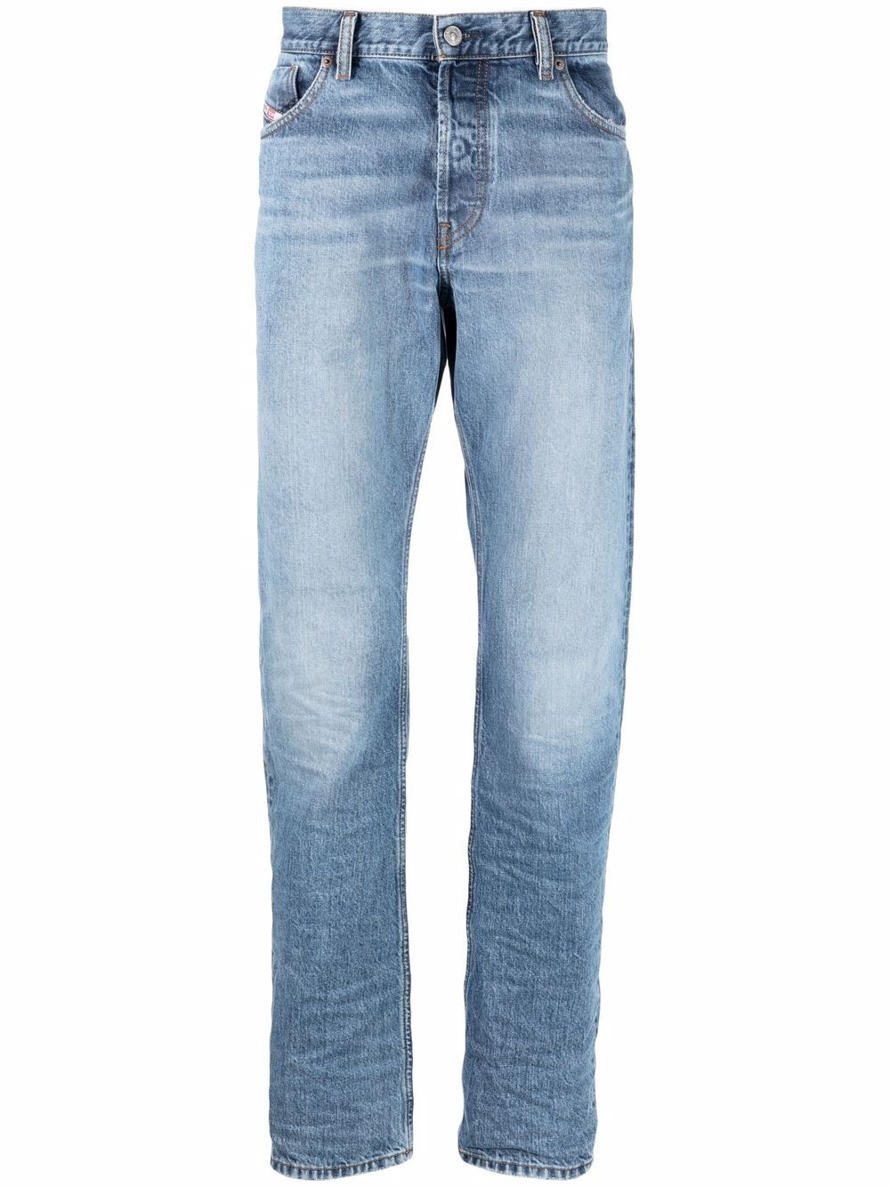 washed straight-leg jeans - 1